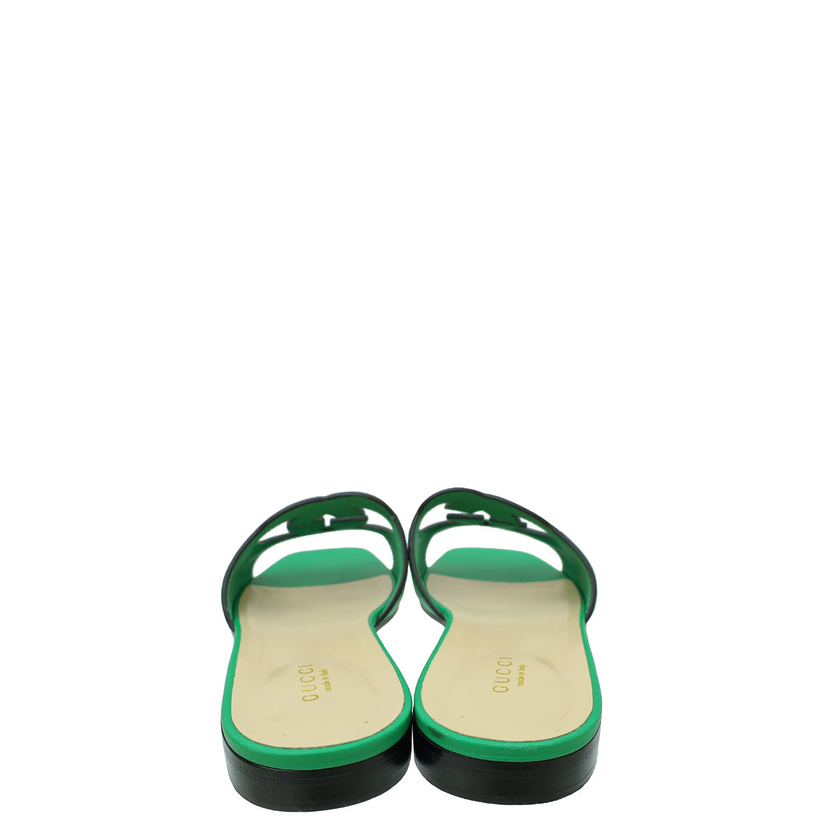 Gucci Green Interlocking G Cutout Flat Sandal 39