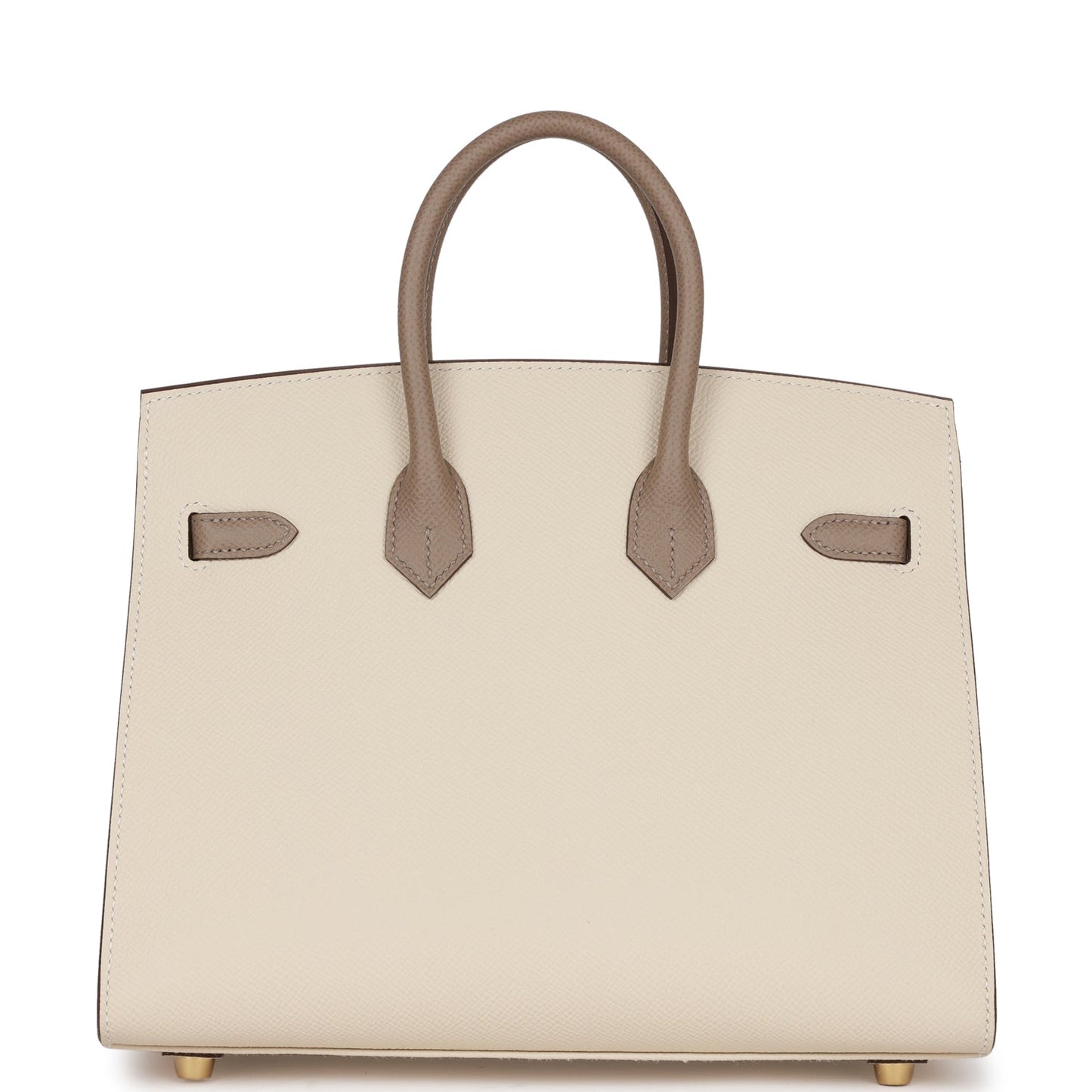 Hermes Birkin 25 Sellier Craie and Gris Asphalte Epsom Brushed Gold Hardware