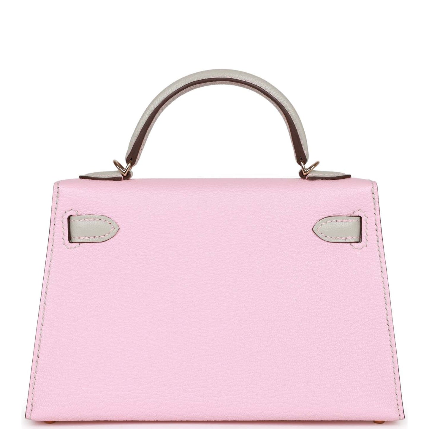 Hermes Kelly 20 Rose Sakura and Gris Perle Chevre Mysore Permabrass