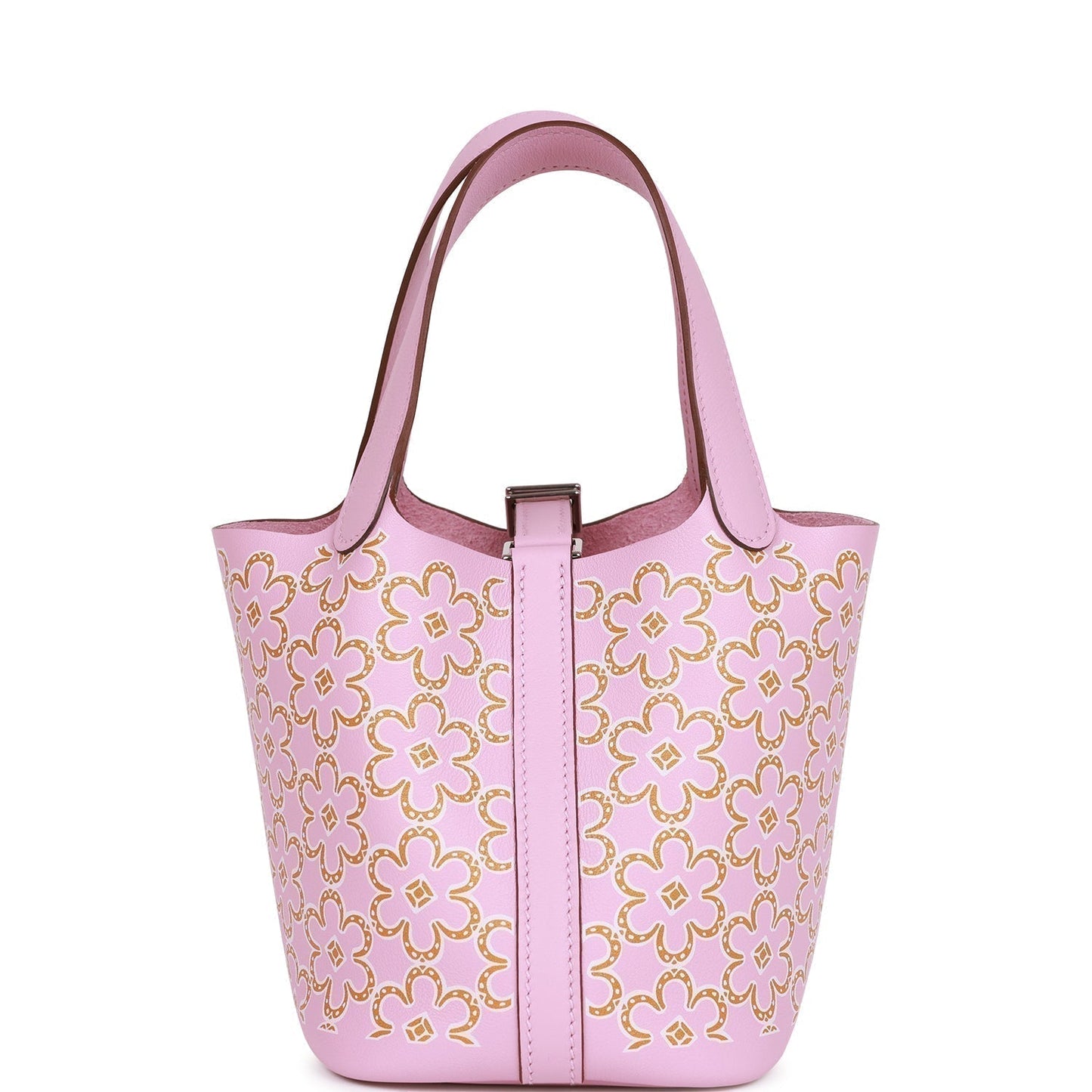 Hermes Micro Picotin Lock 14 "Lucky Daisy" Mauve Sylvestre Swift Palladium Hardware