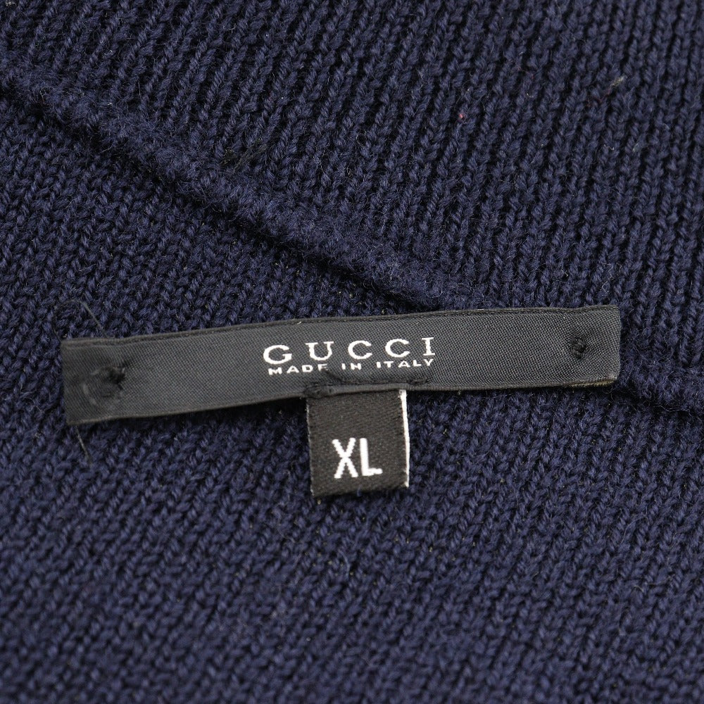 GUCCI sweater cotton Navy Zip up mens XL