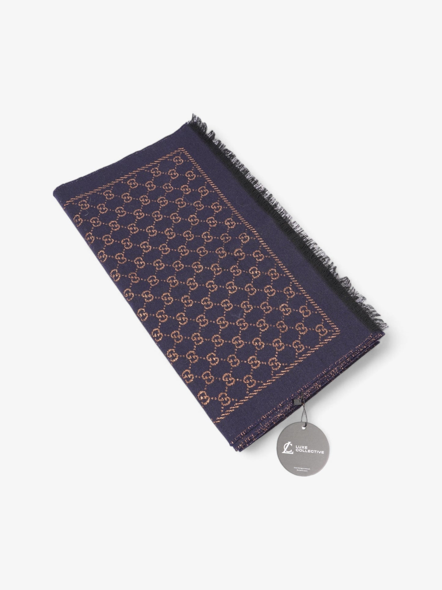 Gucci GG Scarf Navy / Bronze Wool