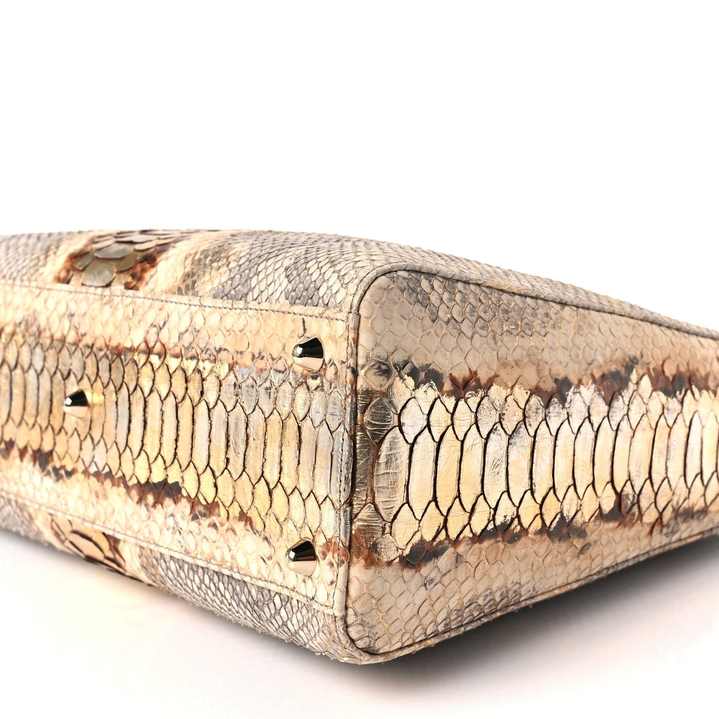 Christian Dior Snakeskin Large Lady Dior Beige