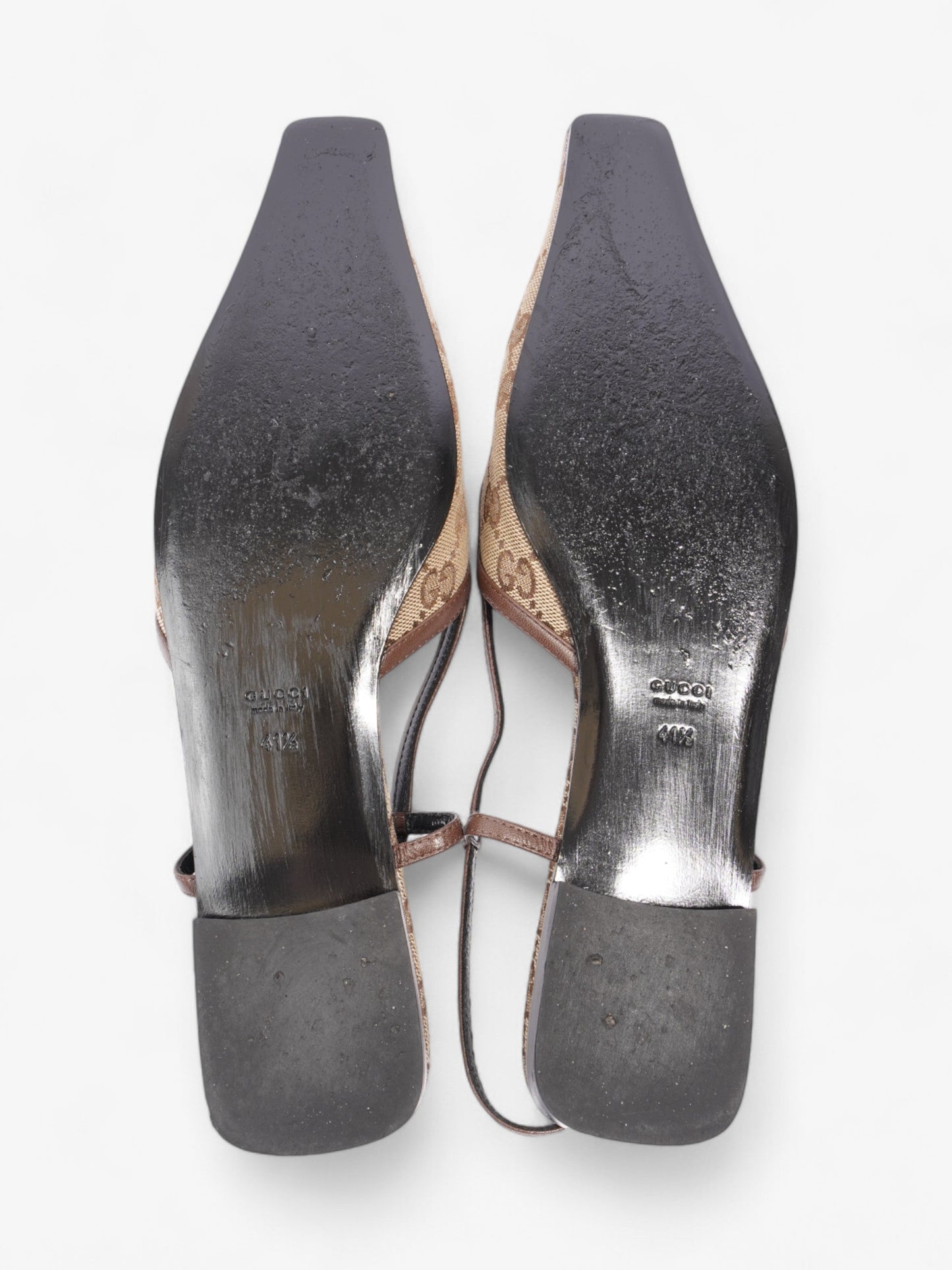 Gucci GG Slingback Pumps Beige / Brown Canvas EU 41 UK 8.5