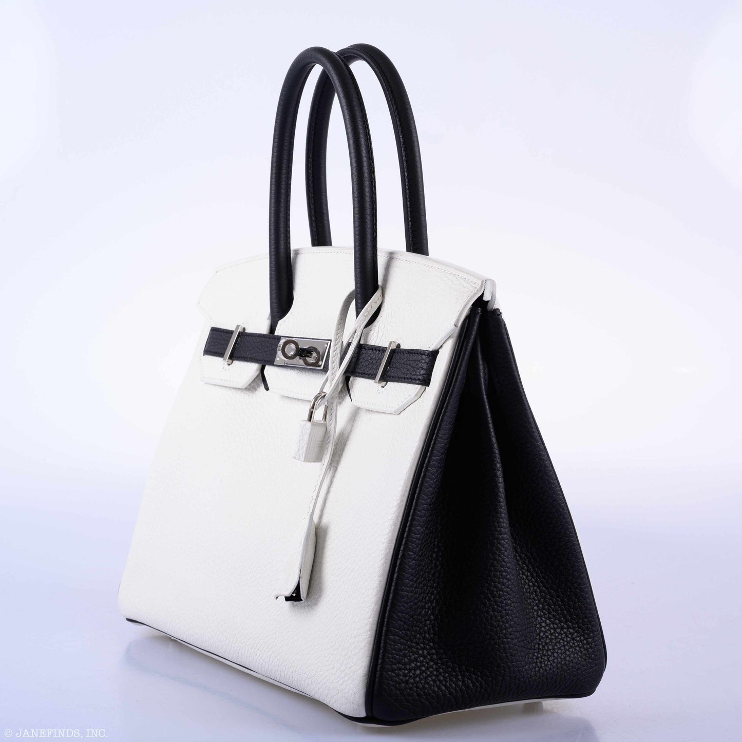 HermesBirkin 30 Bi-Color Black & White Togo Palladium Hardware - 2018, C