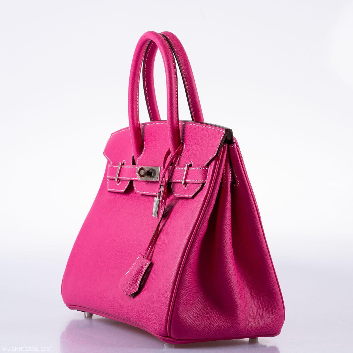 HermesBirkin 30 Candy Collection Rose Tyrien & Rubis Epsom White Stitching Palladium Hardware - Q, Square