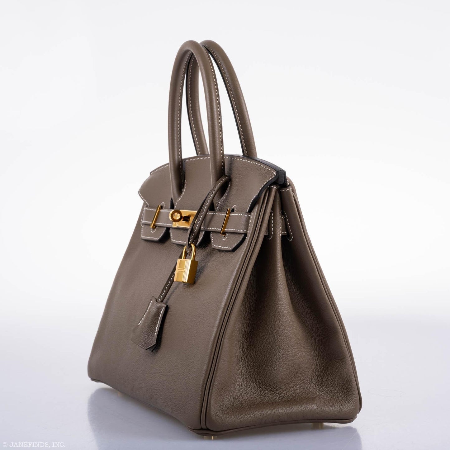 HermesBirkin 30 Etoupe Navillo leather Gold Hardware