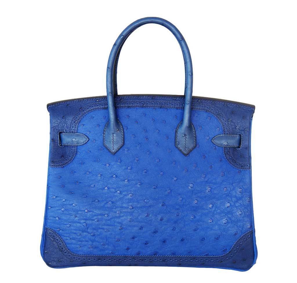 HermesBirkin 30 Ghillies Bag Tri-Color Blue - Limited Edition