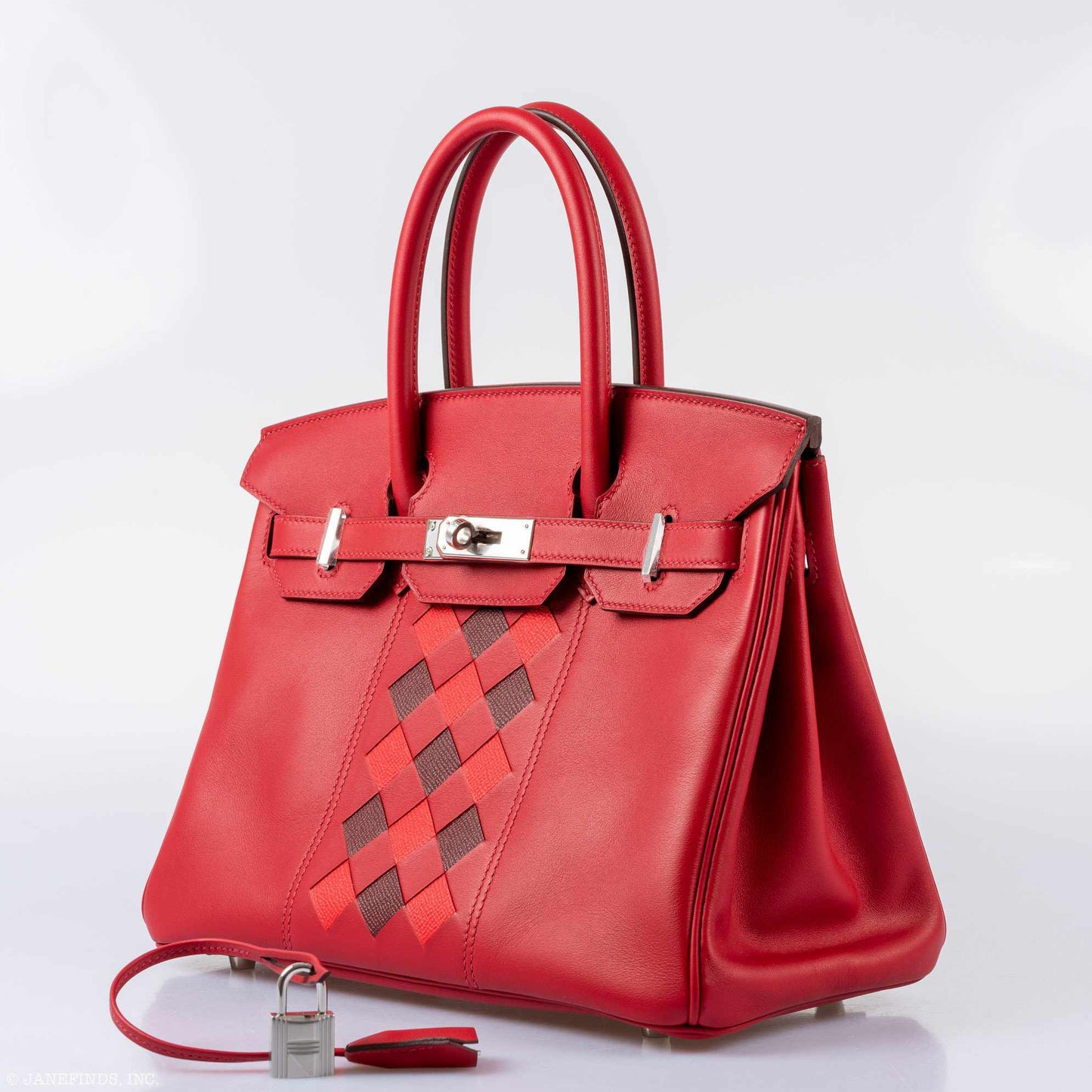 HermesBirkin 30 Tressage Rouge de Coeur Rouge H Swift & Epsom Palladium Hardware