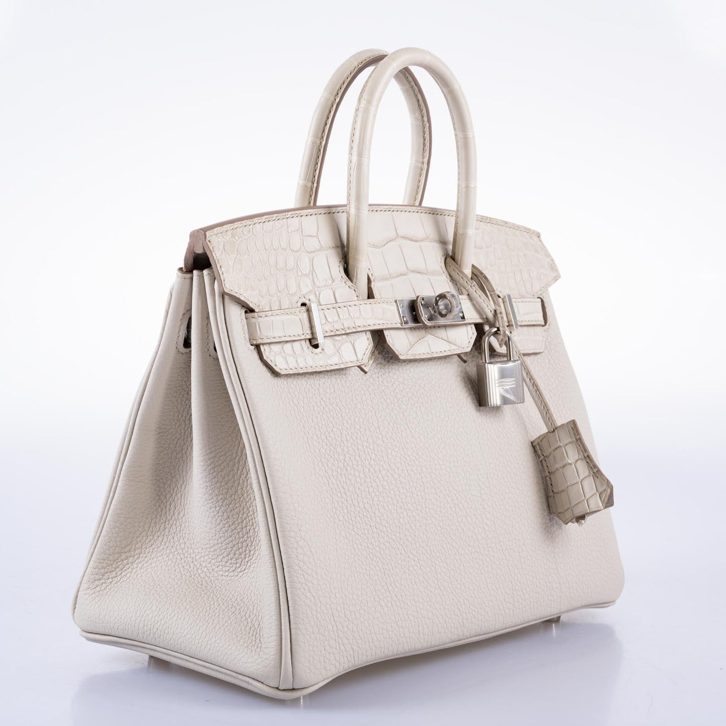 HermesBirkin Touch 25 Beton Matte Alligator & Togo Palladium Hardware