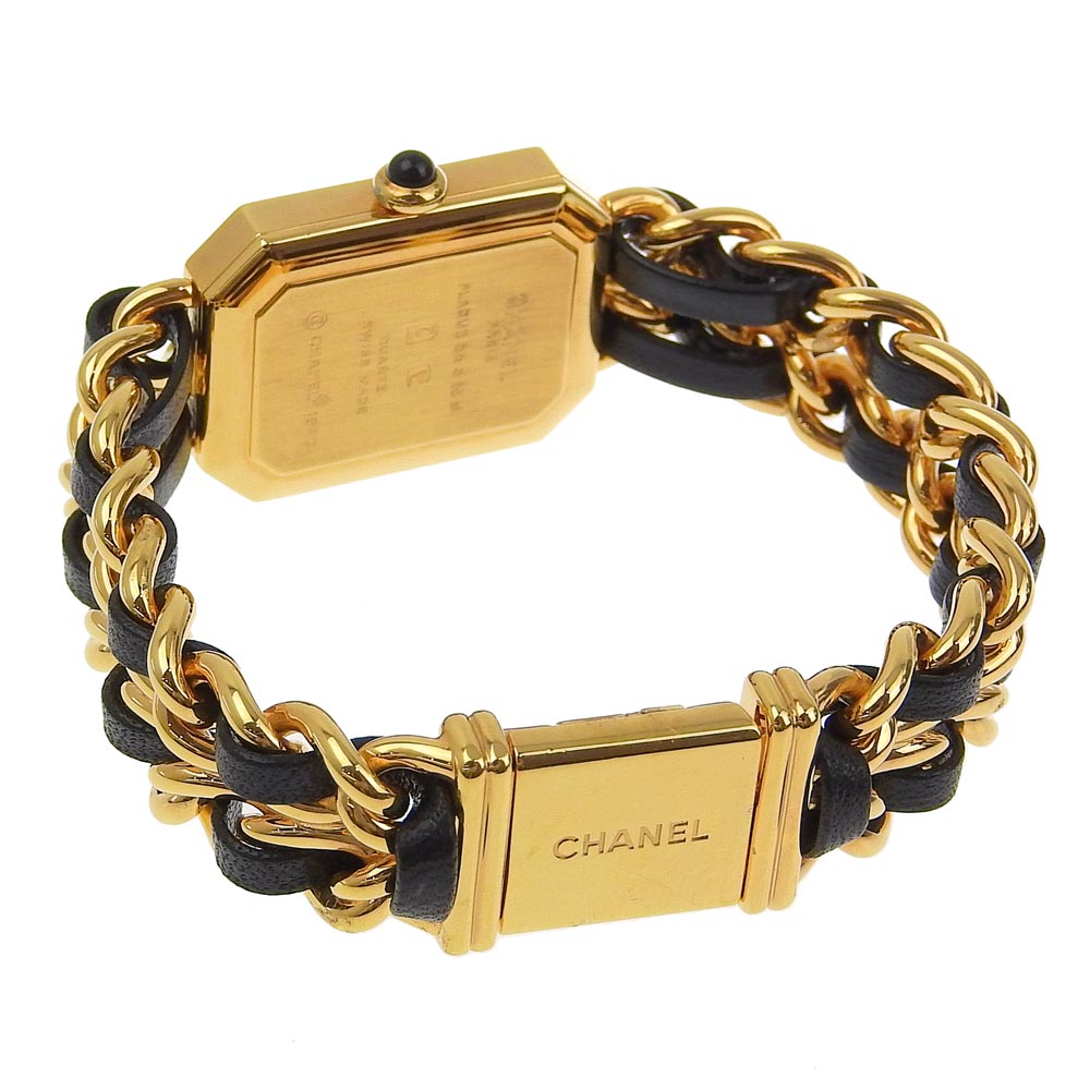 CHANEL Watches Quartz H0001 Plated Gold , Leather black Premiere S black dial Women