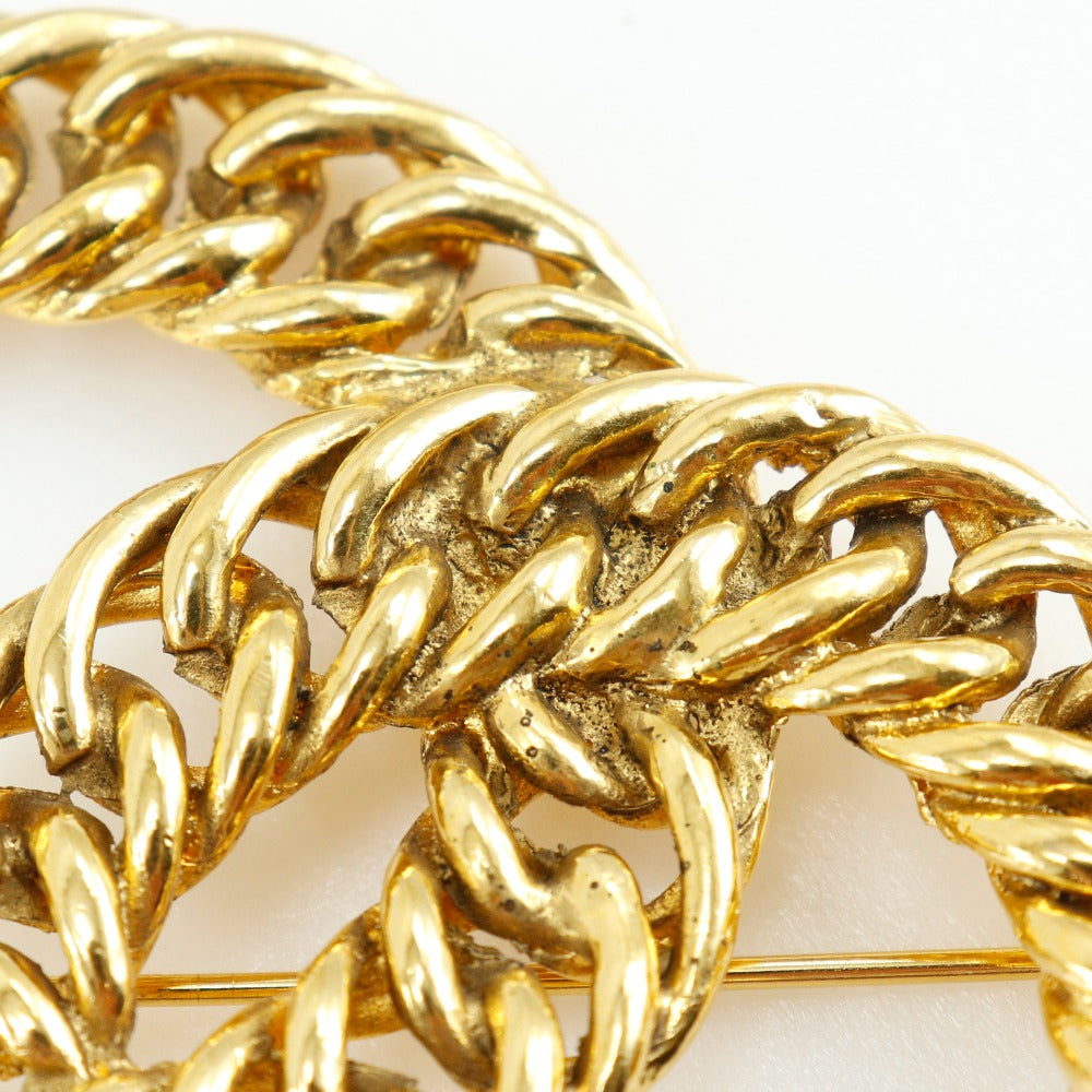 CHANEL Brooch Plated Gold black ChainCOCO Mark Women