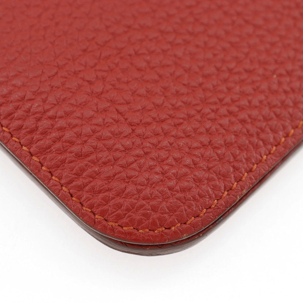 HERMES Long Wallet Purse Togo Red Dogon Long Women