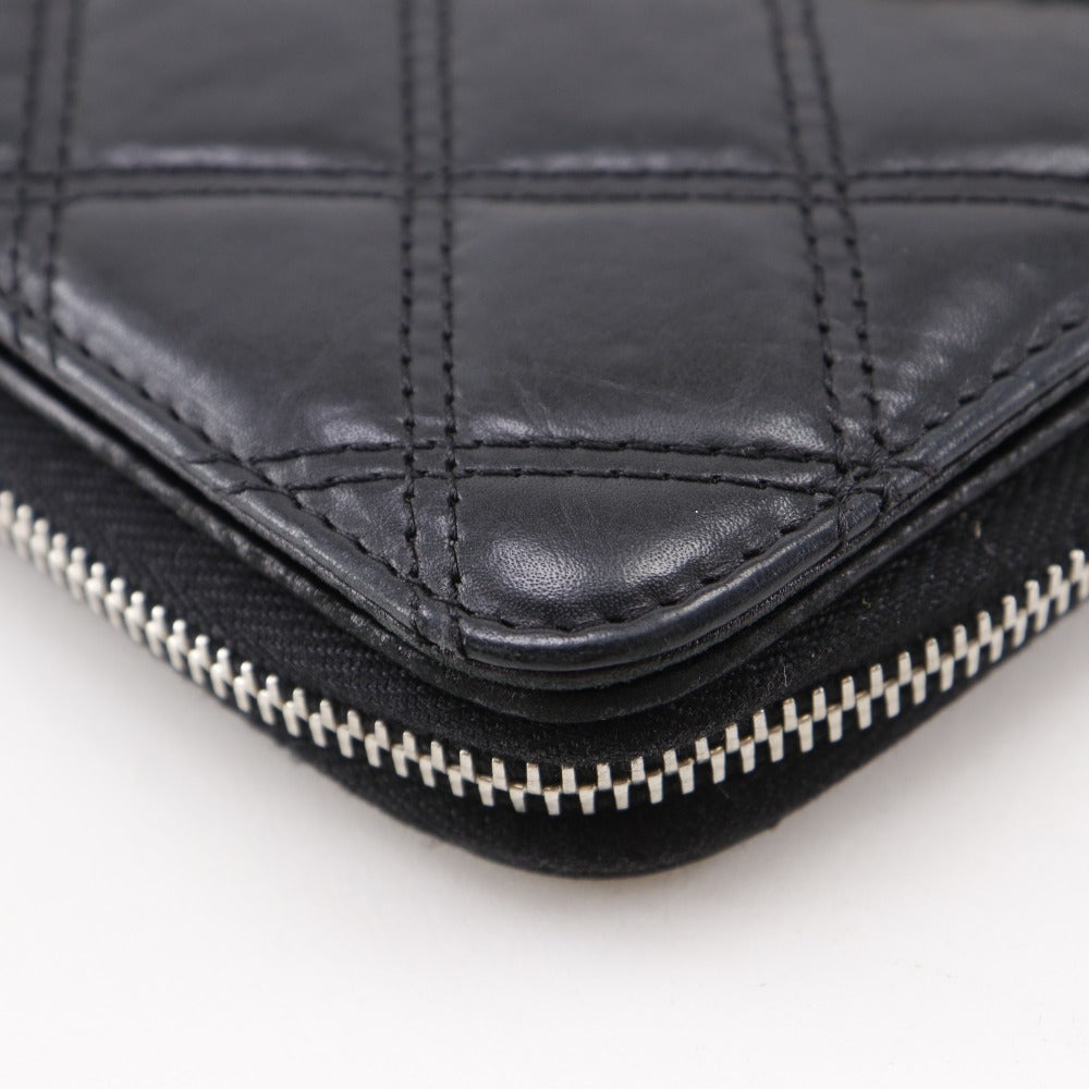 CHANEL Long Wallet Purse lambskin black Matrasse Paris New York Line