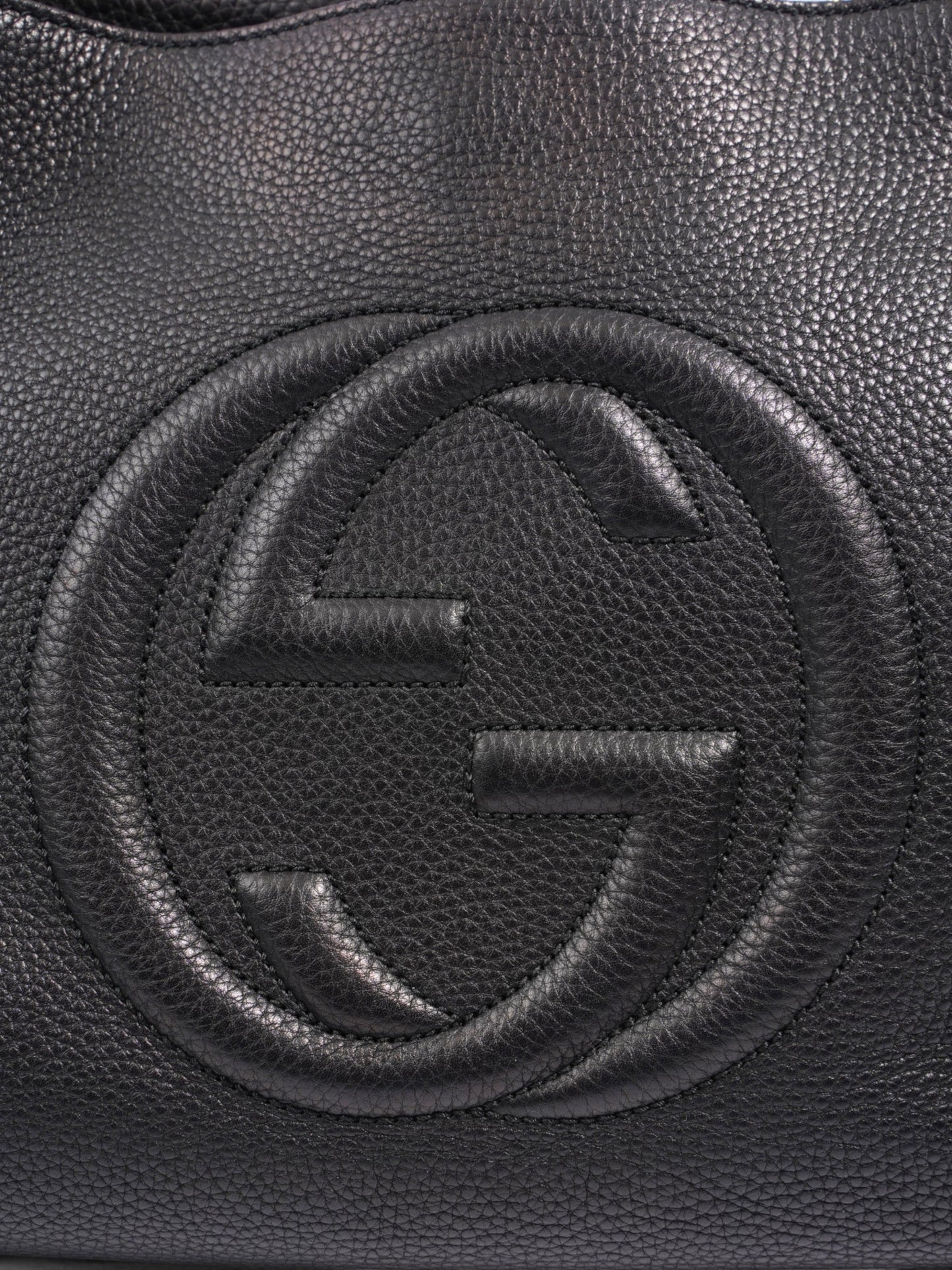 Gucci Soho Chain Tote Black Grained Leather Medium