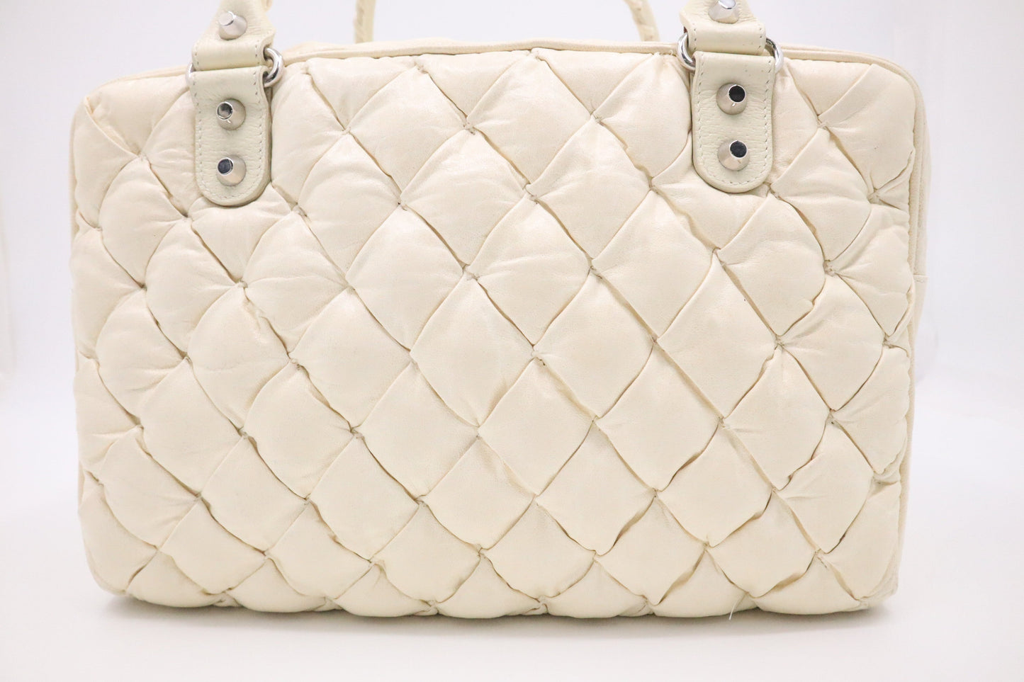 Balenciaga City Tote in Cream Quilted Leather