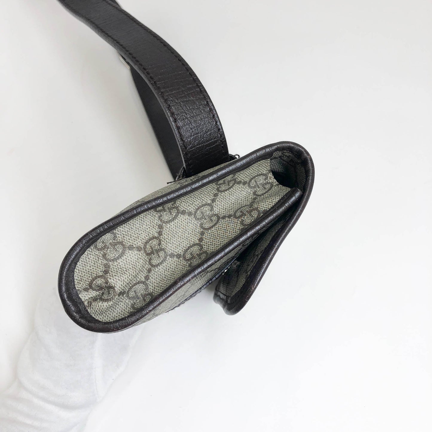 Gucci Monogram Leather Canvas Shoulder Bag