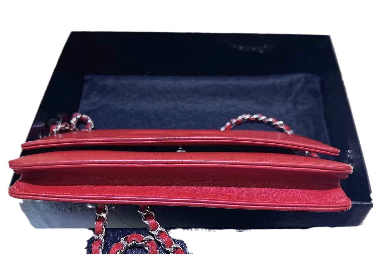 Nonrefundable deposit Chanel Wallet on Chain WOC Double CC Red Caviar Leather