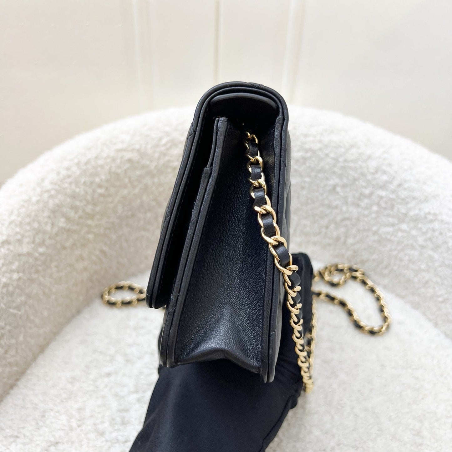 Chanel Classic Wallet on Chain WOC in Black Lambskin and GHW Crossbody