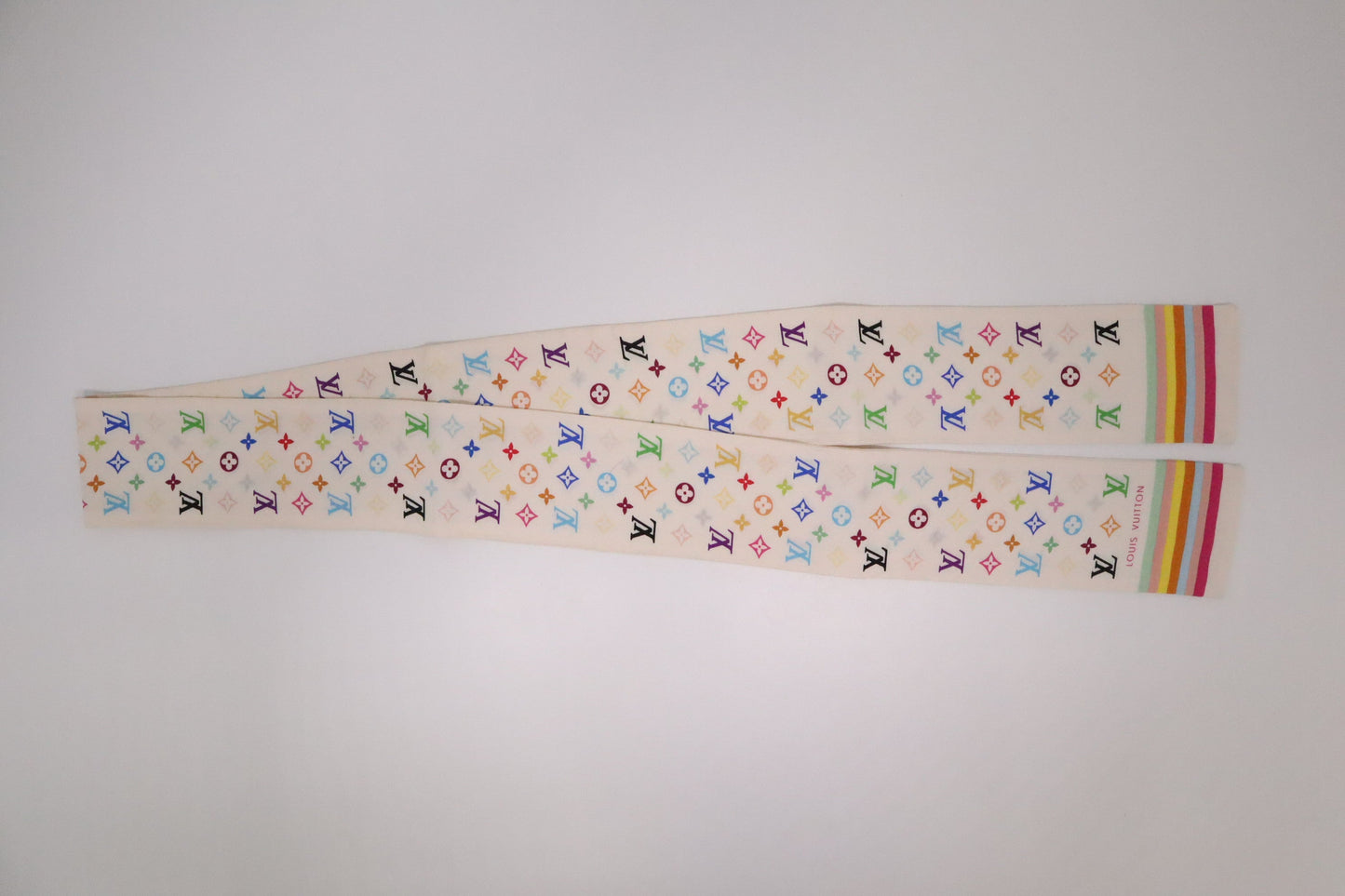 Louis Vuitton Bandeau in White Multicolor Monogram Silk