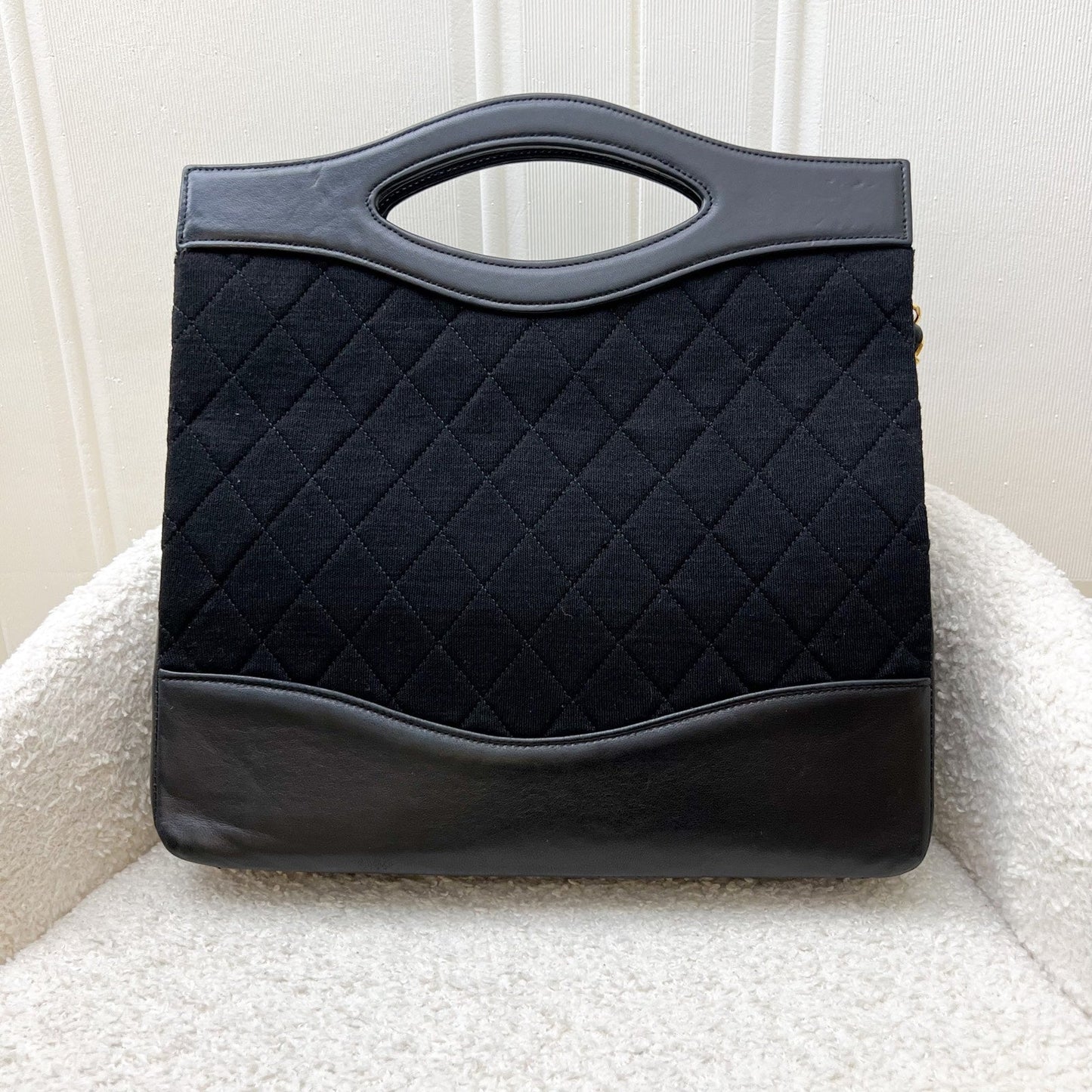 Chanel Large 31 Bag in Black Fabric and Lambskin and 24K GHW