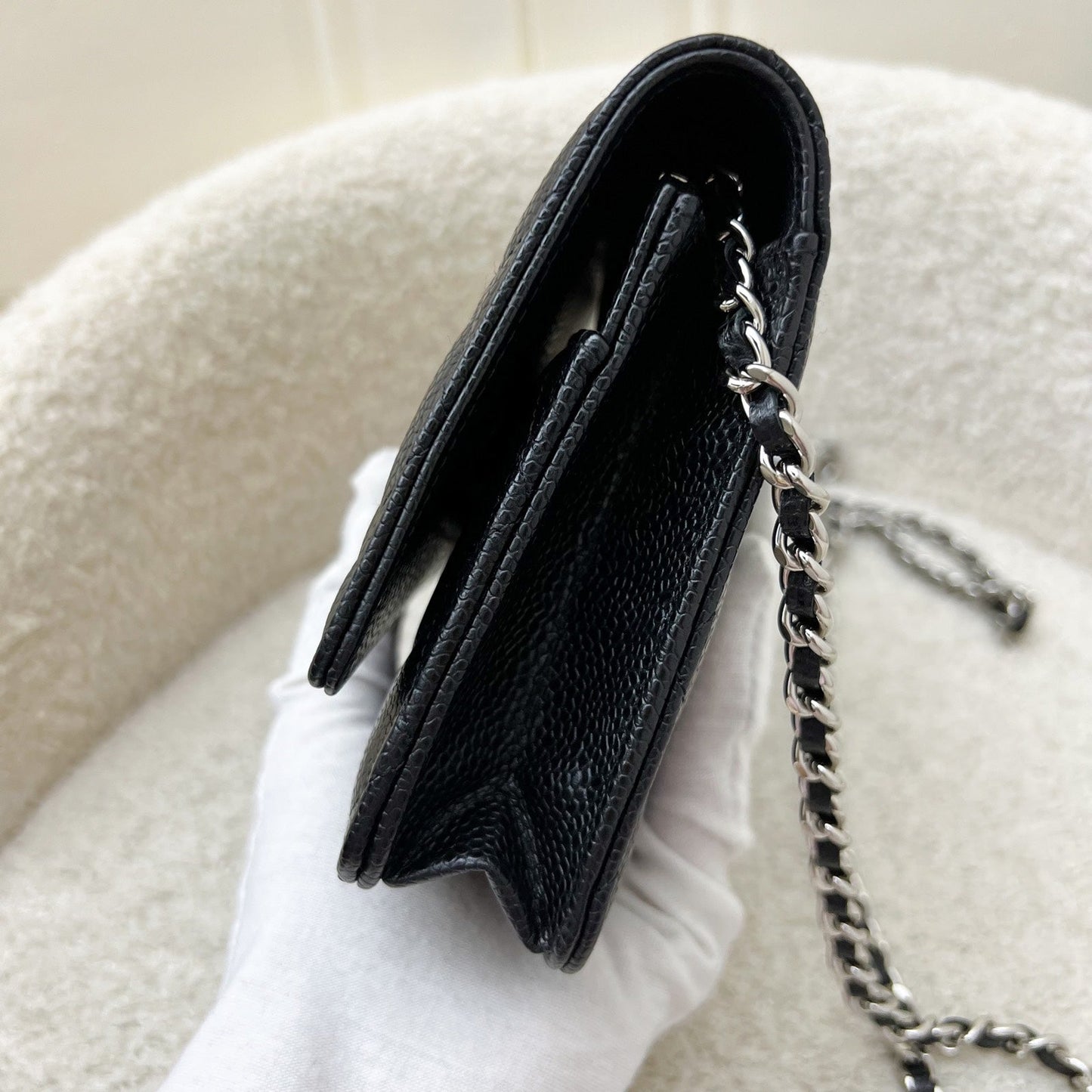 Chanel Classic Wallet on Chain WOC in Black Caviar and SHW Crossbody