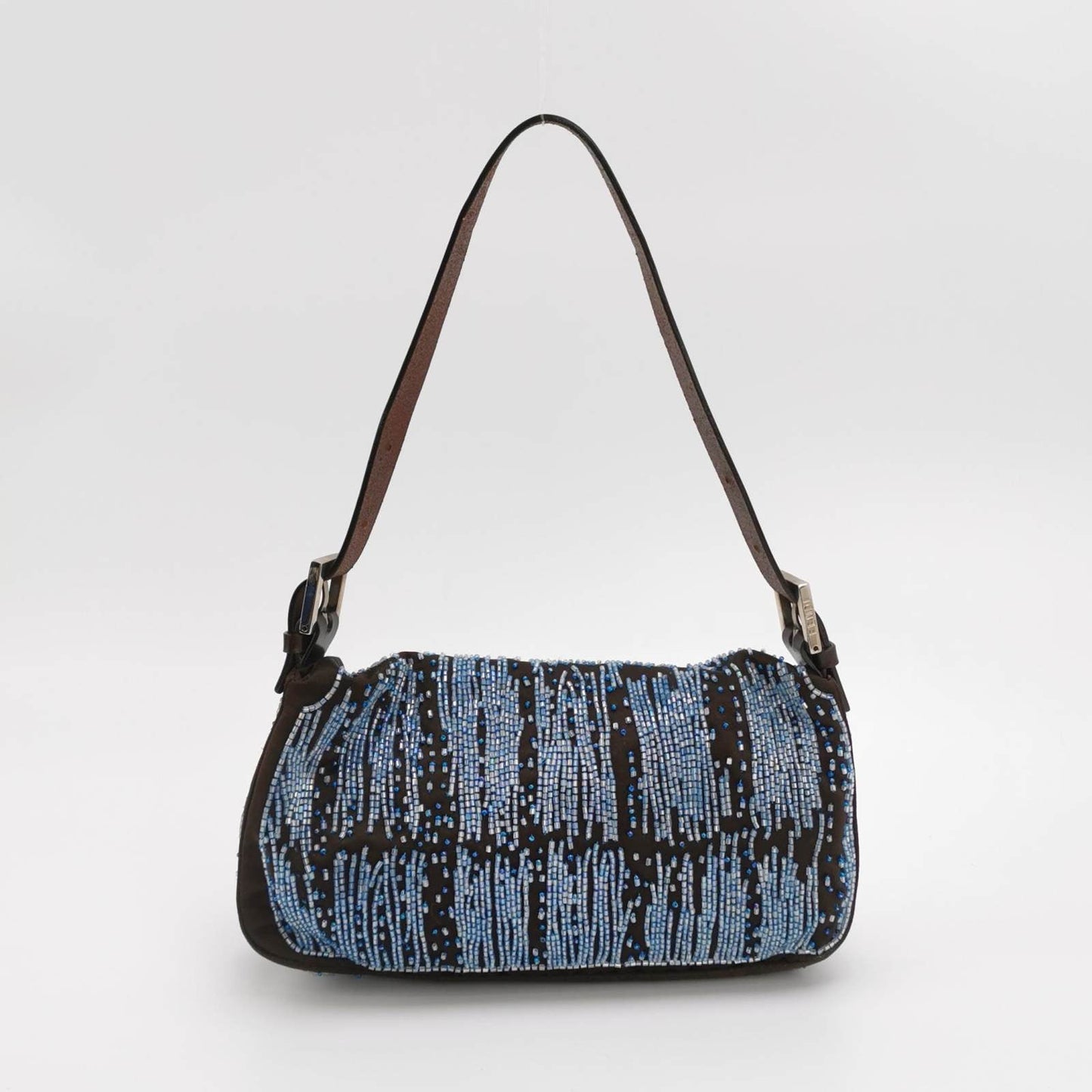 Fendi Baguette Black Silk with Blue Beads