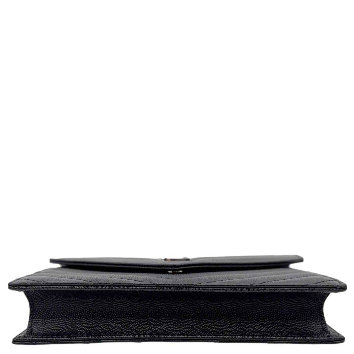 YVES SAINT LAURENT Cassandre Leather Wallet On Chain Crossbody Bag Black