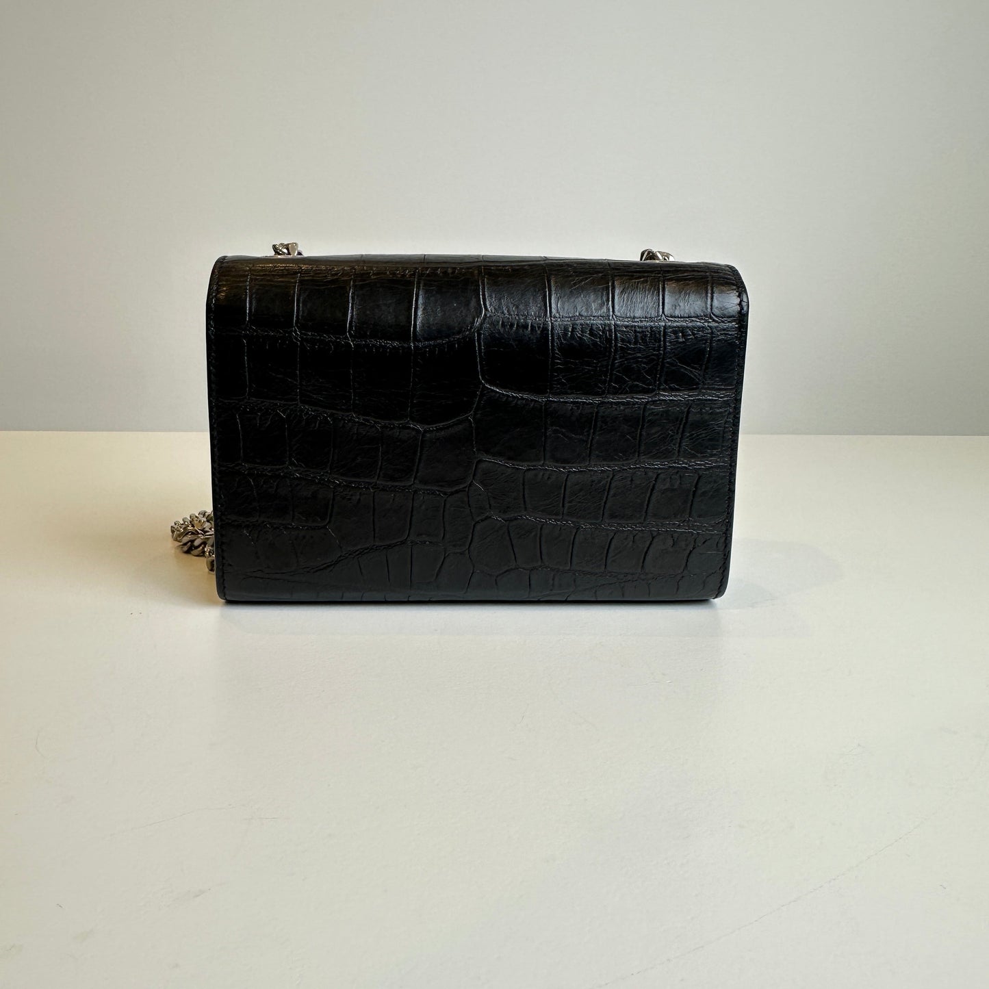 YSL Black Crocodile Embossing KATE bag