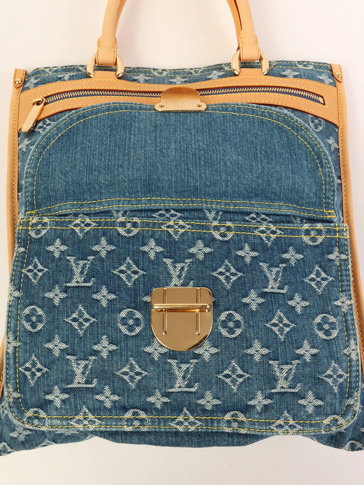 LOUIS VUITTON 2005 Made Monogram Flat Shopper Indigo Blue