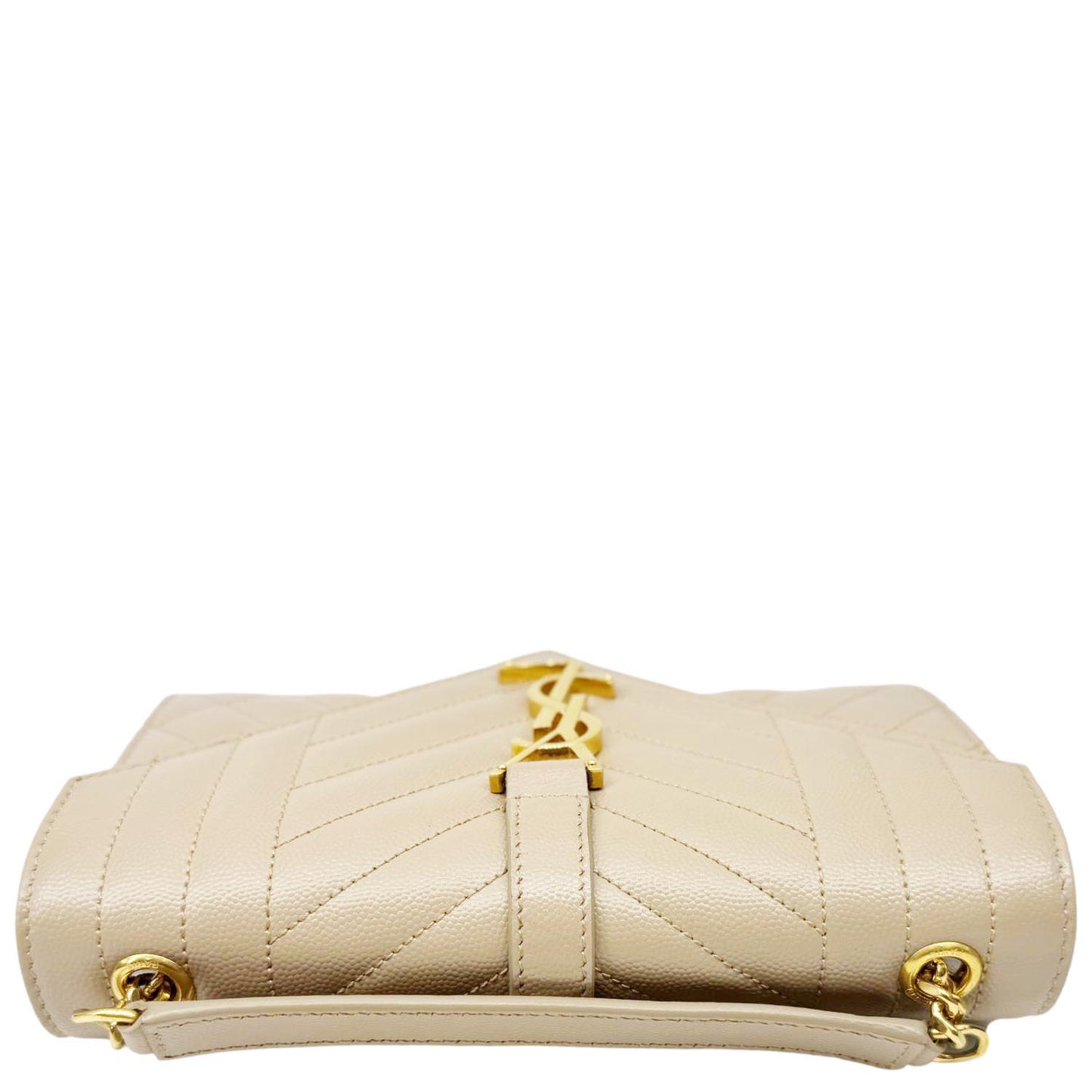 YVES SAINT LAURENT Envelope Monogram Mix Matelasse Leather Wallet on Chain Beige