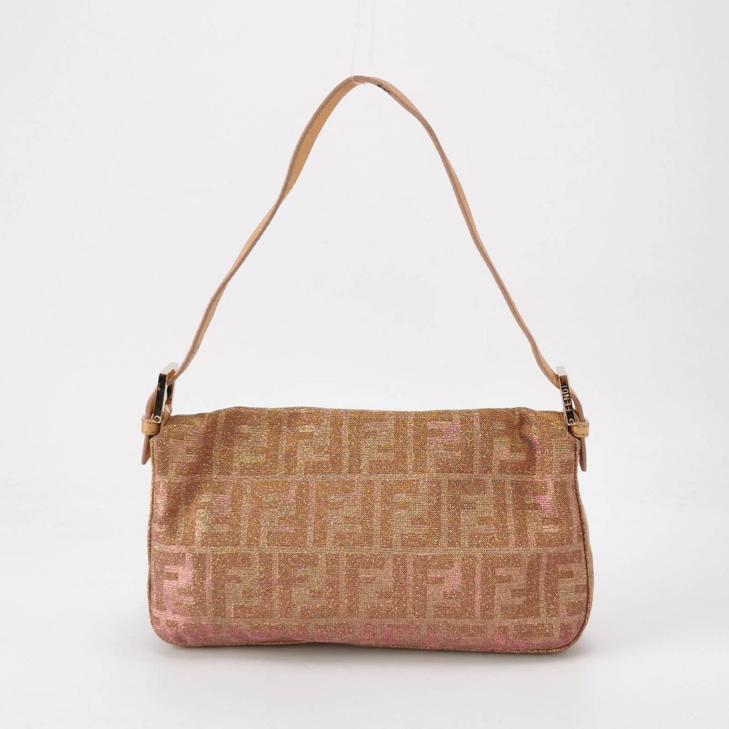 Fendi Baguette Iridescent Pink Zucca Print with Crystal Buckle