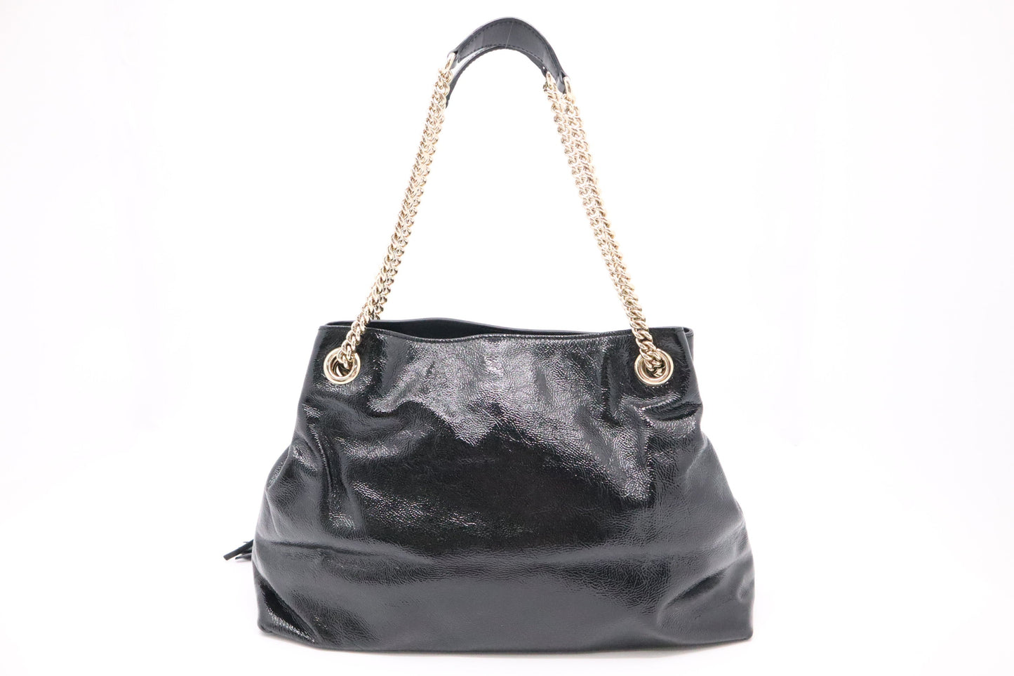 Gucci Soho Chain Shoulder Bag in Black Patent Leather