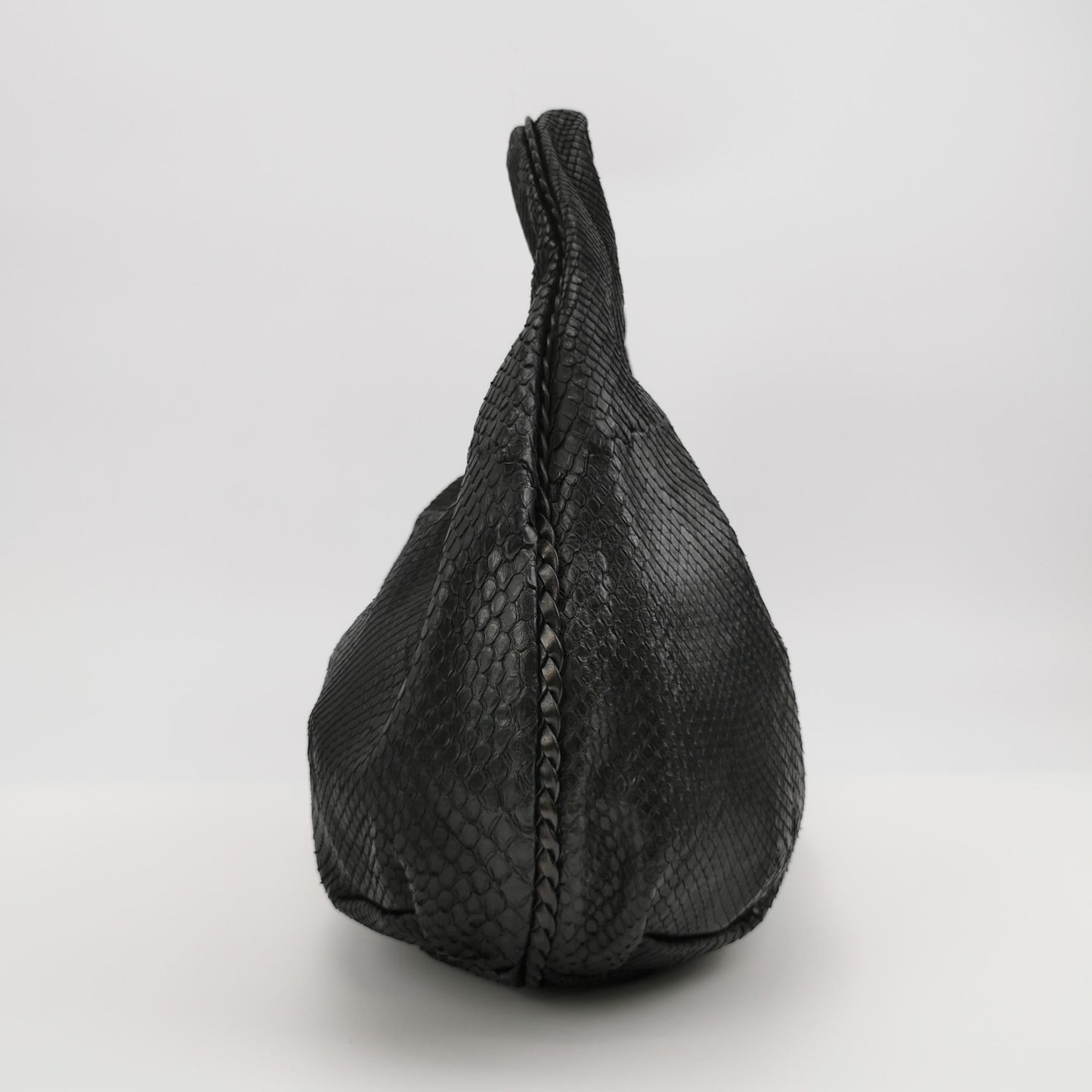 Bottega Veneta Belly Hobo Snake-Skin Leather Black 50cm