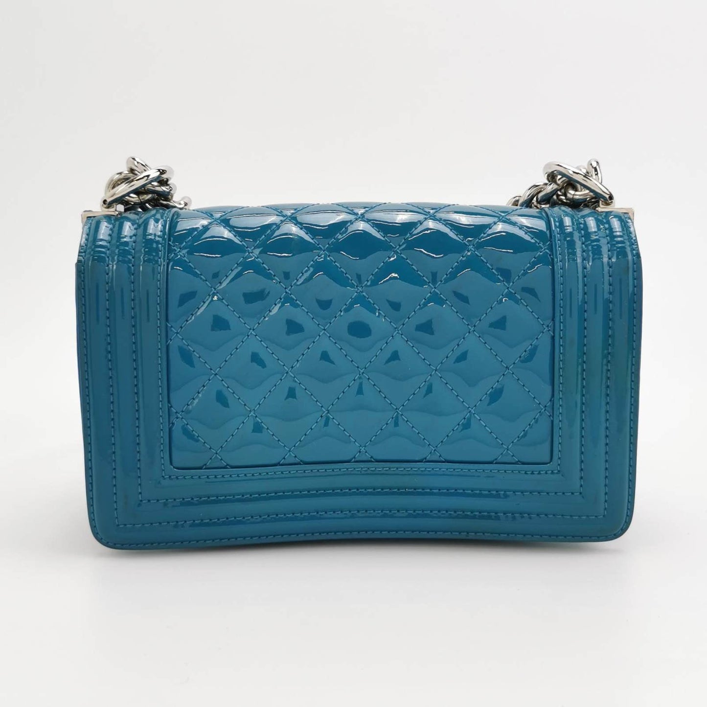 Chanel Le Boy 2014 Small Blue Patent Leather Bag