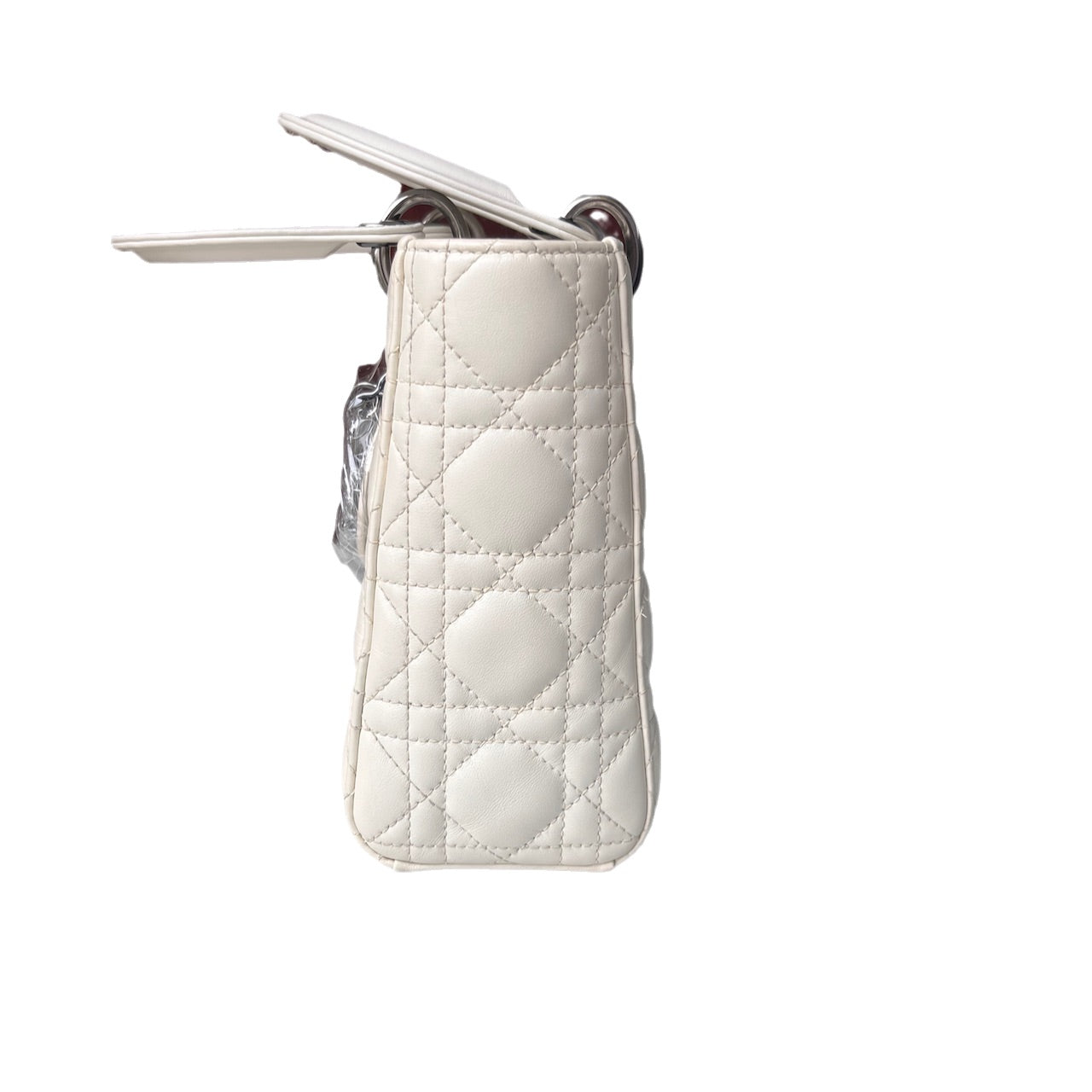 Lady Dior Small My Abcdior White Ecru Lambskin Cannage Leather
