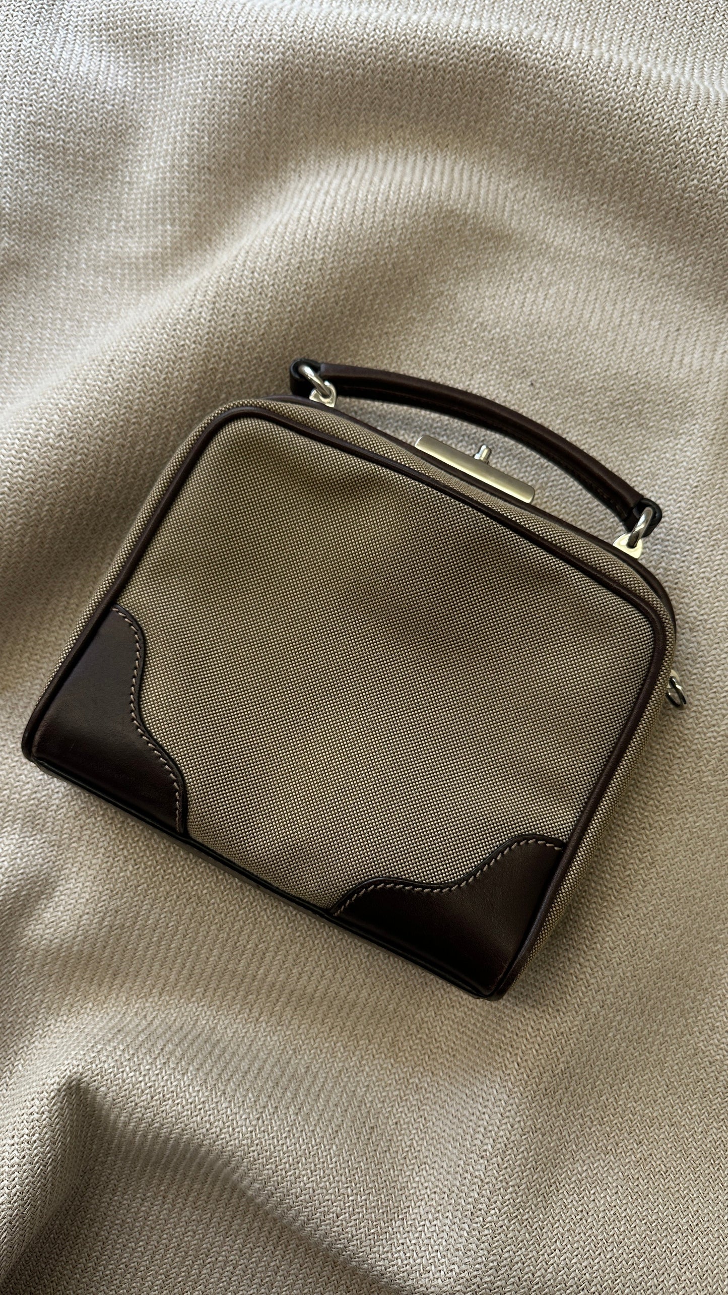 PRADA Top Handle Logo Bag Canvas