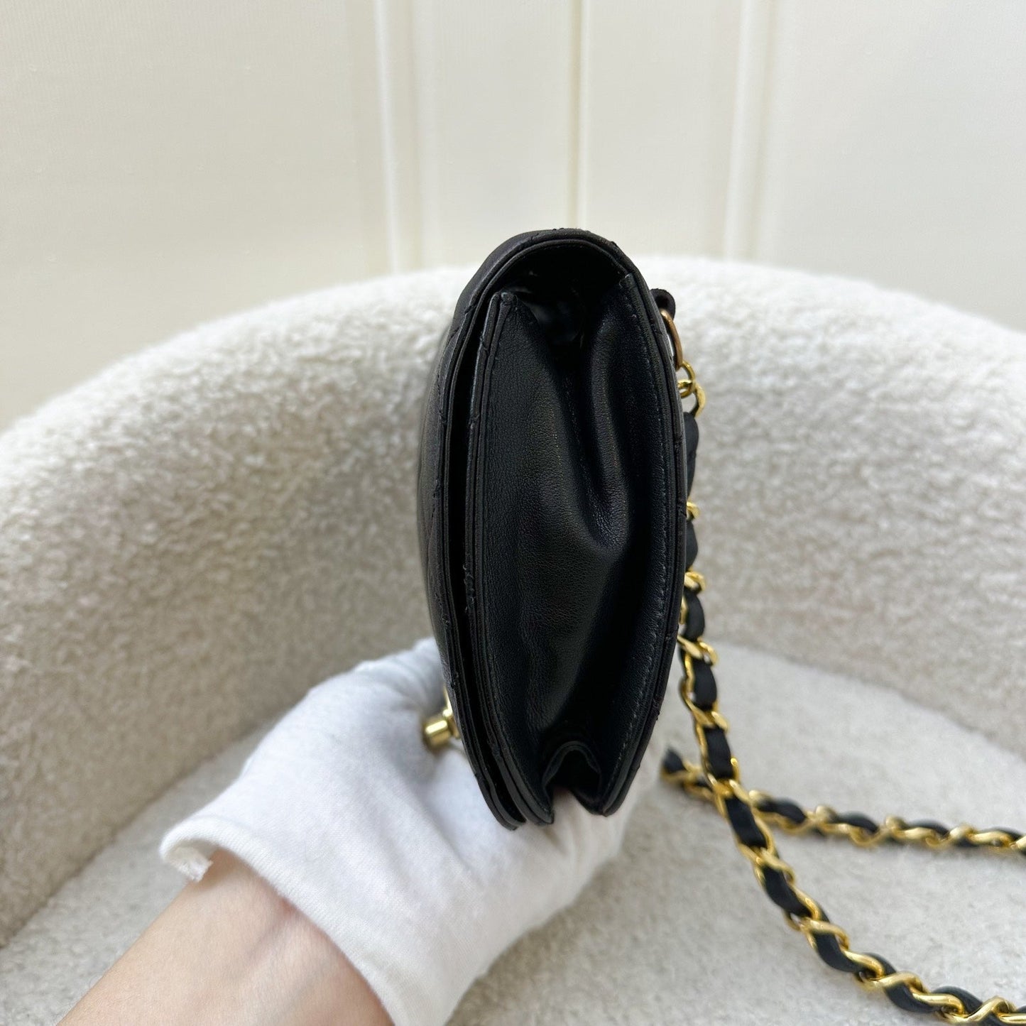 Chanel Small Quilted Crossbody Bag in Black Lambskin GHW