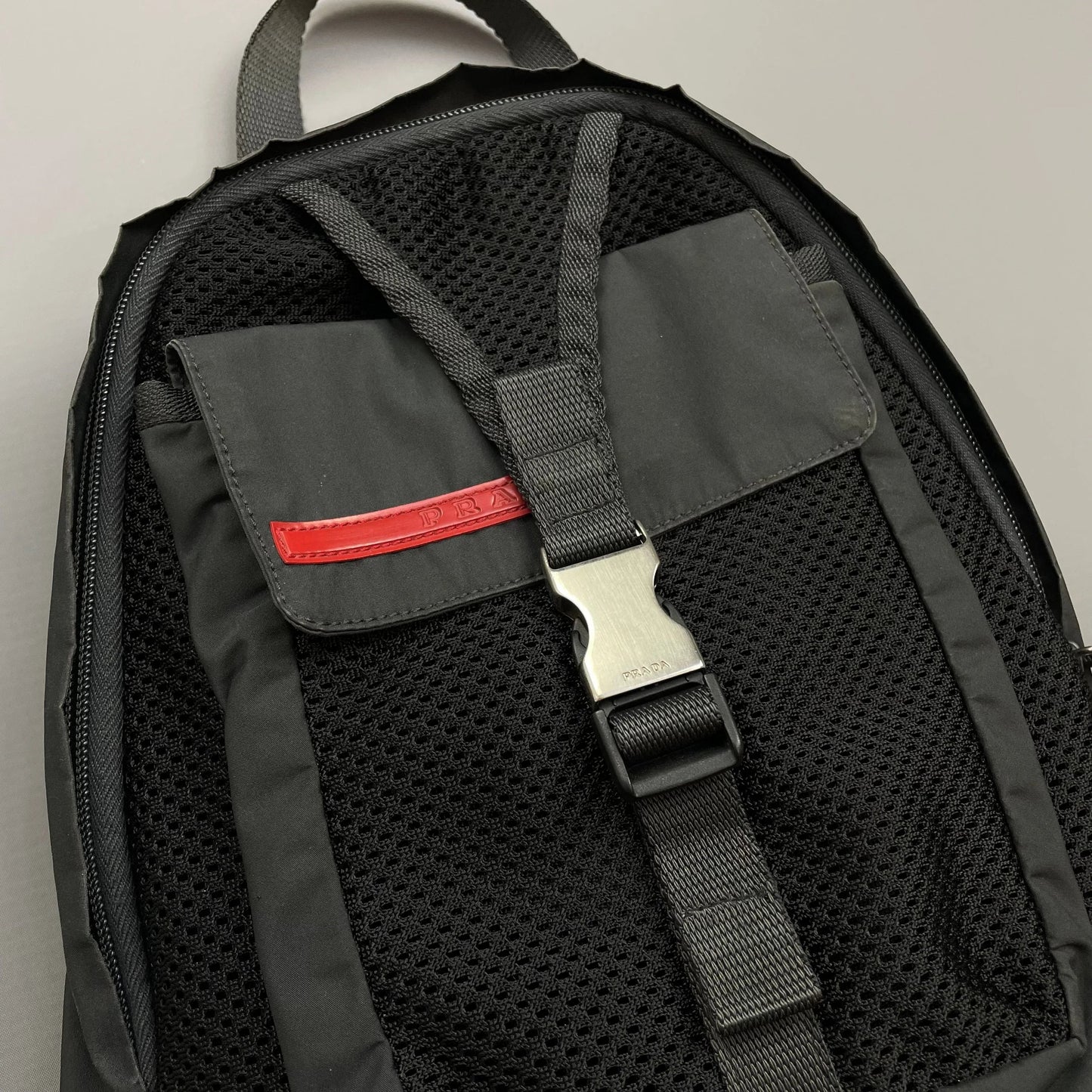 Prada Sport Grey & Black Mesh Backpack