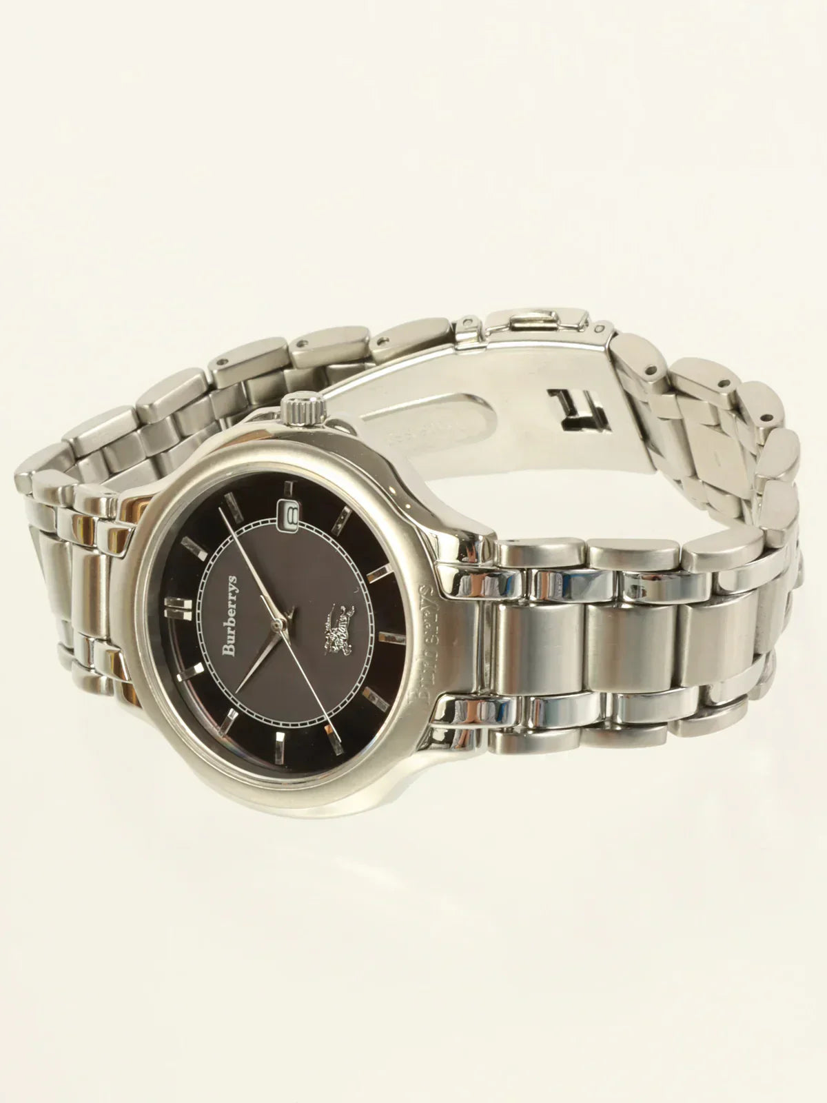 Luxury Burberry Round Logo Face Watch Silver/Black