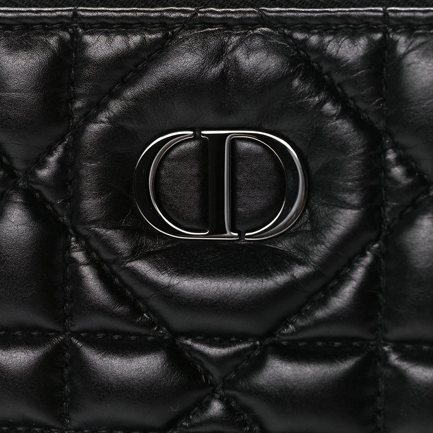 Christian Dior Supple Calfskin Cannage Caro Daily Pouch Black
