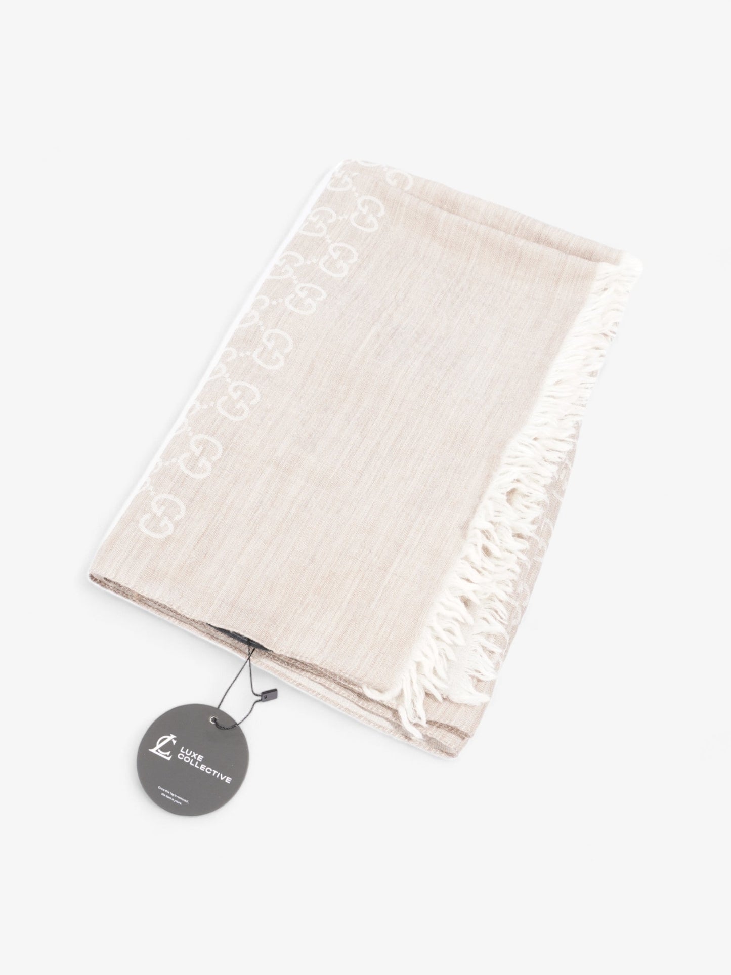 Gucci GG Scarf Grey / Beige Wool