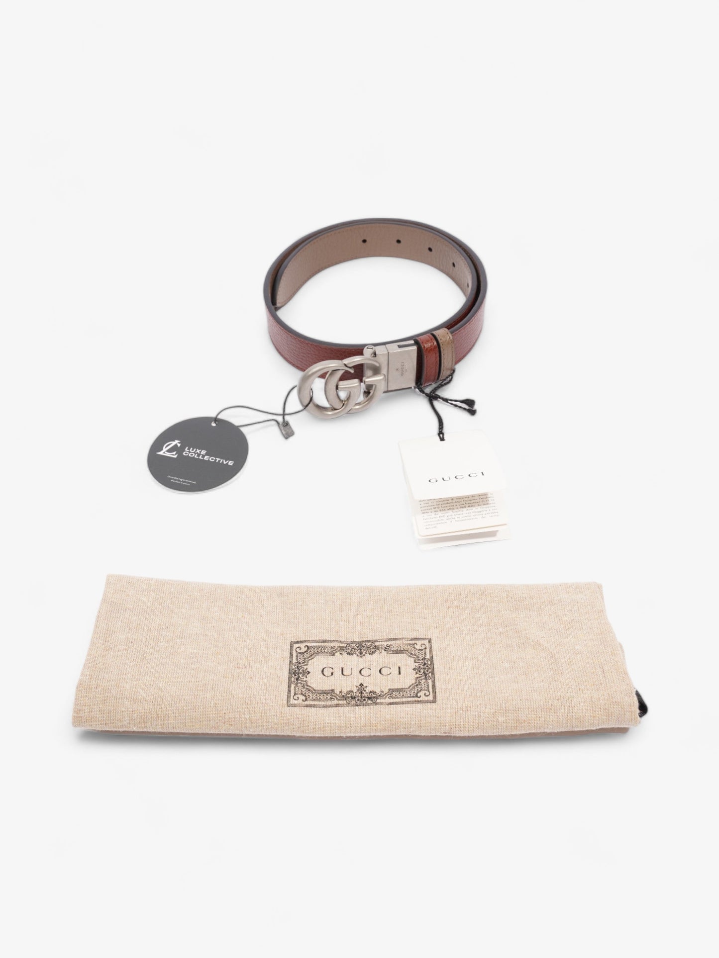 Gucci GG Marmont Reversible Belt Dark Brown / Greyish Brown Leather 65cm 26"