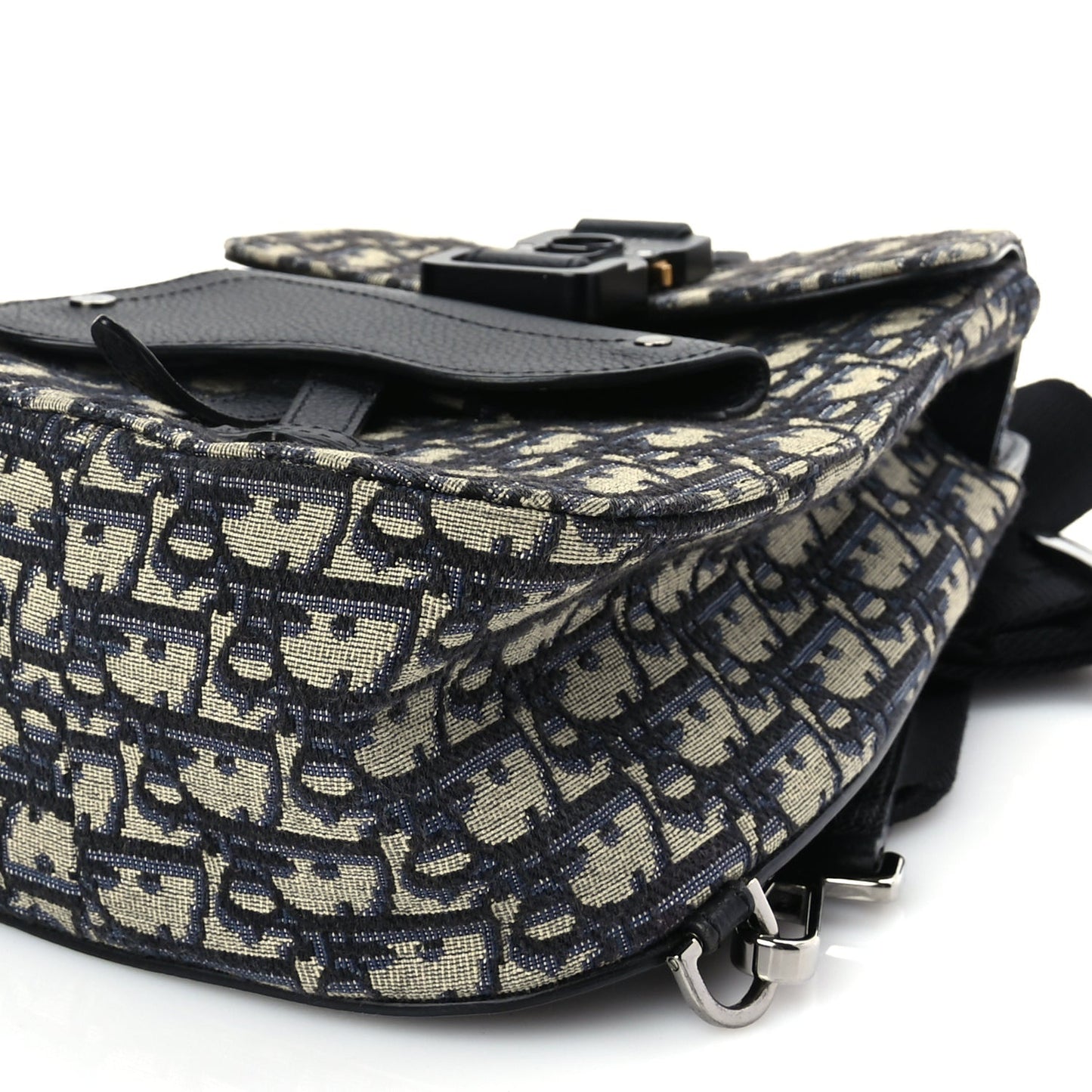 Christian Dior Grained Calfskin Oblique Mini Gallop Sling Bag Blue Black