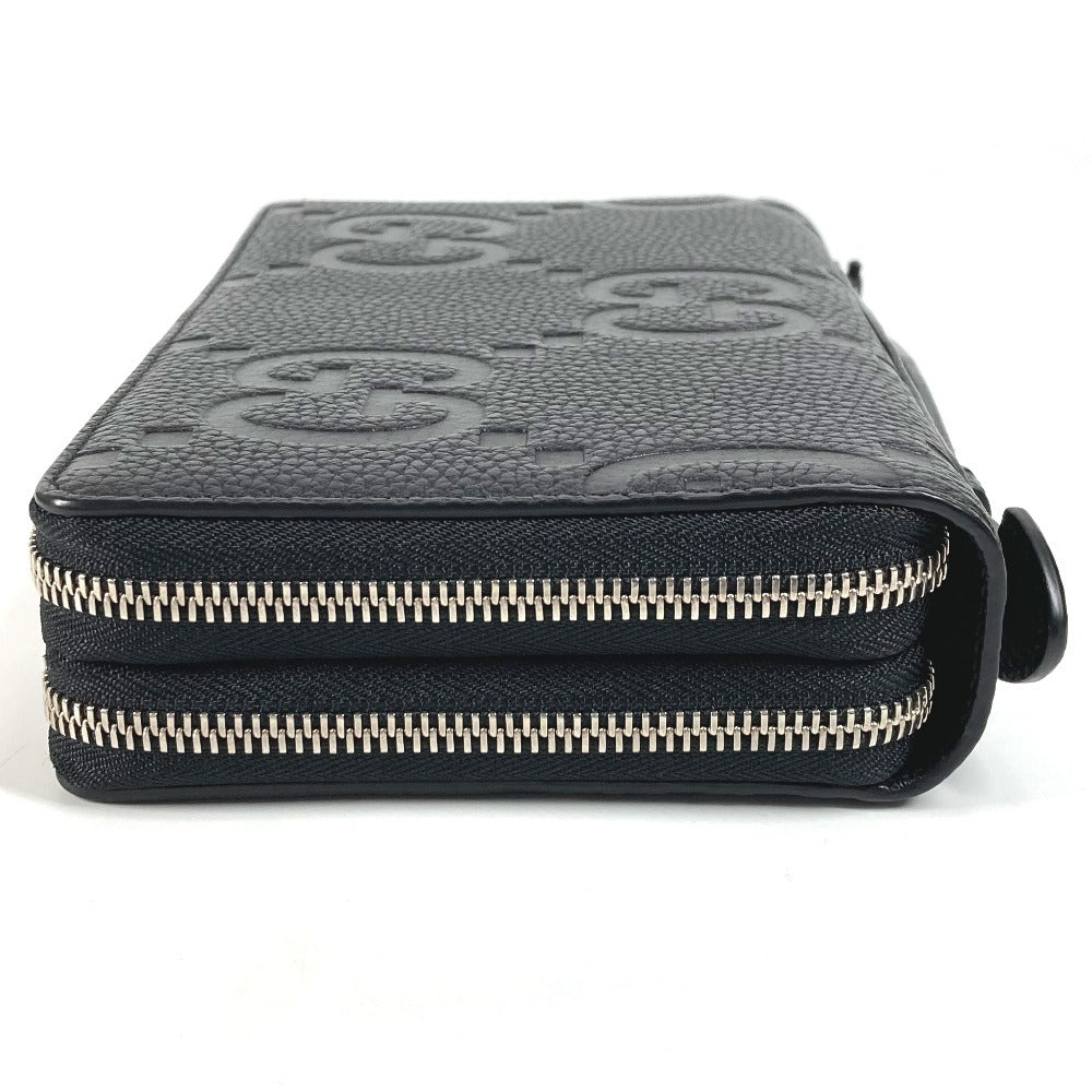 GUCCI Long Wallet Purse 751760 leather black Jumbo GG Travel Document Case