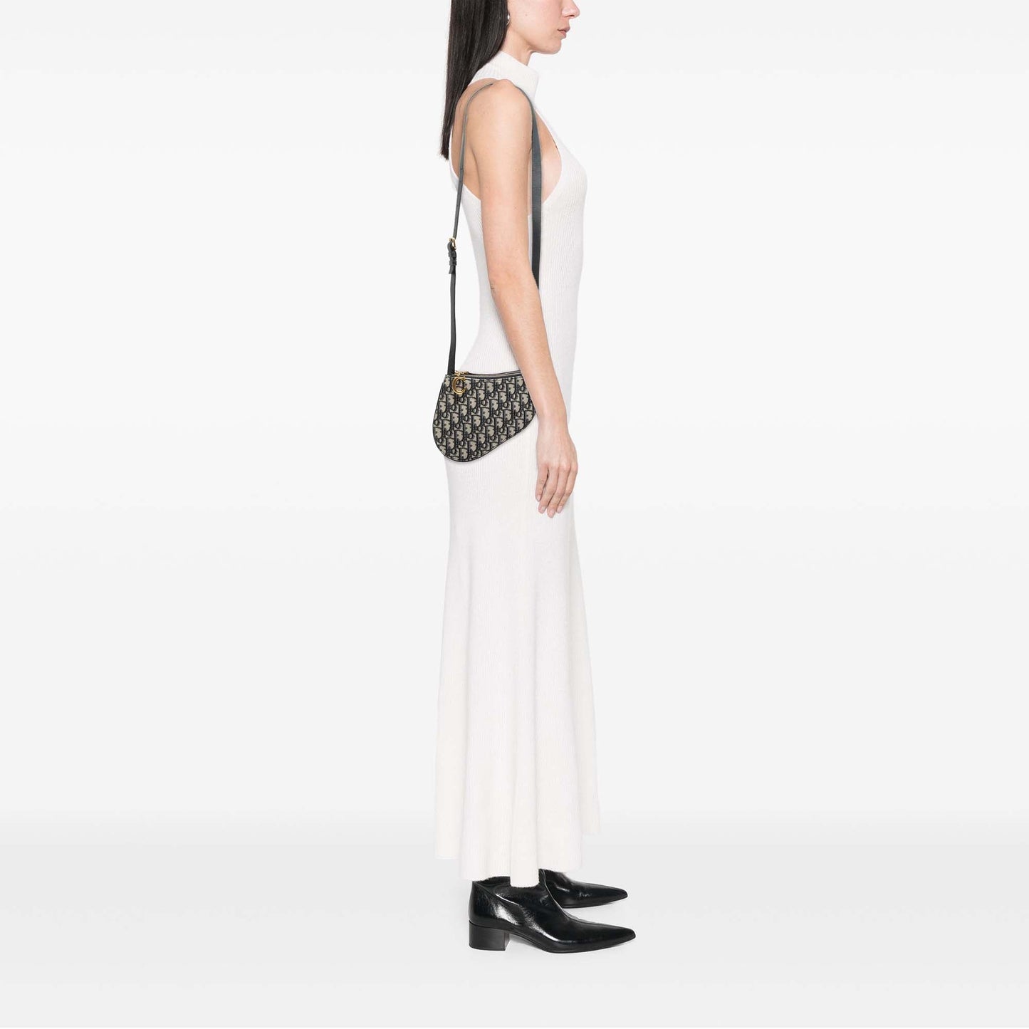 Blue Dior Oblique Canvas Saddle Triple Zip Crossbody