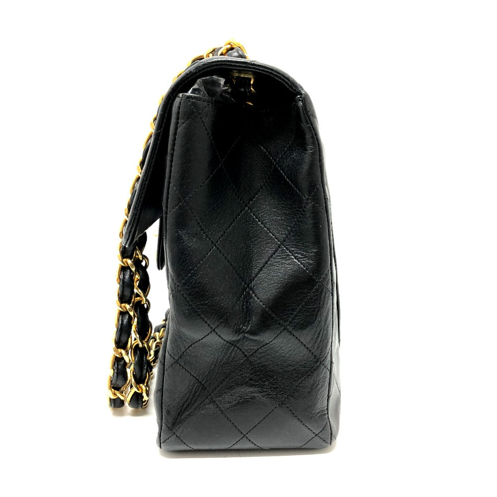 CHANEL Shoulder Bag leather black WChain Deca Trasse 34