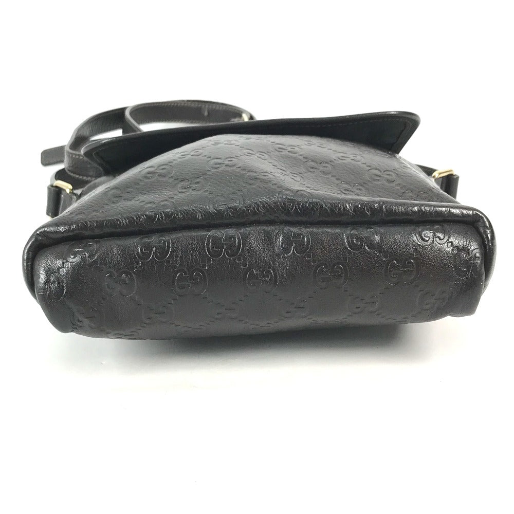 GUCCI Shoulder Bag 223666 Sima leather Dark brown Guccisima GG mens