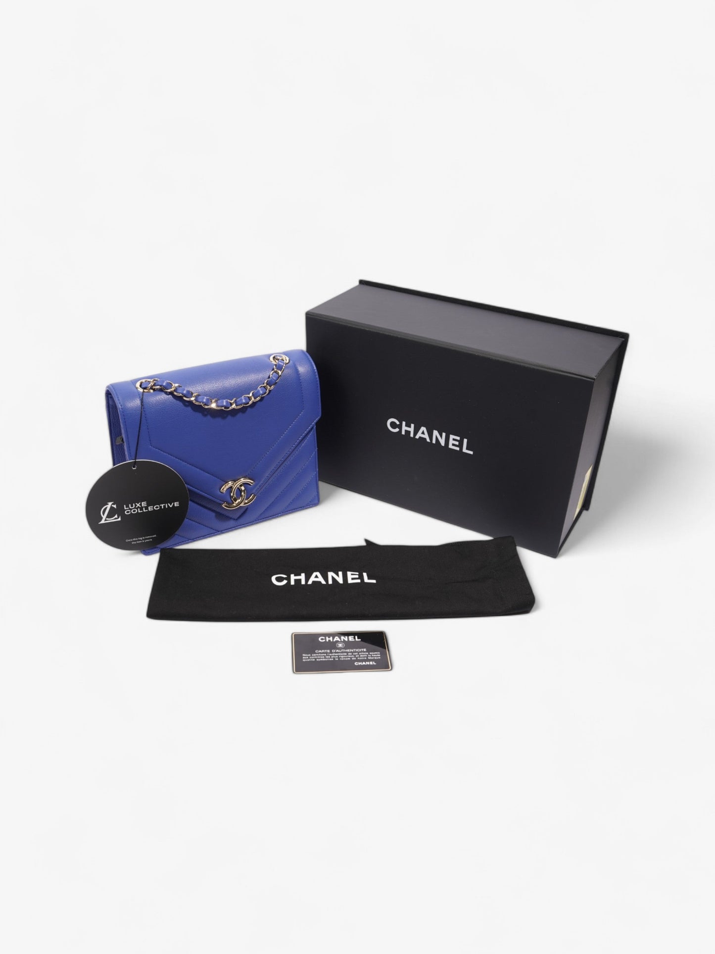 Chanel Envelope Flap Bag Blue Calfskin Leather