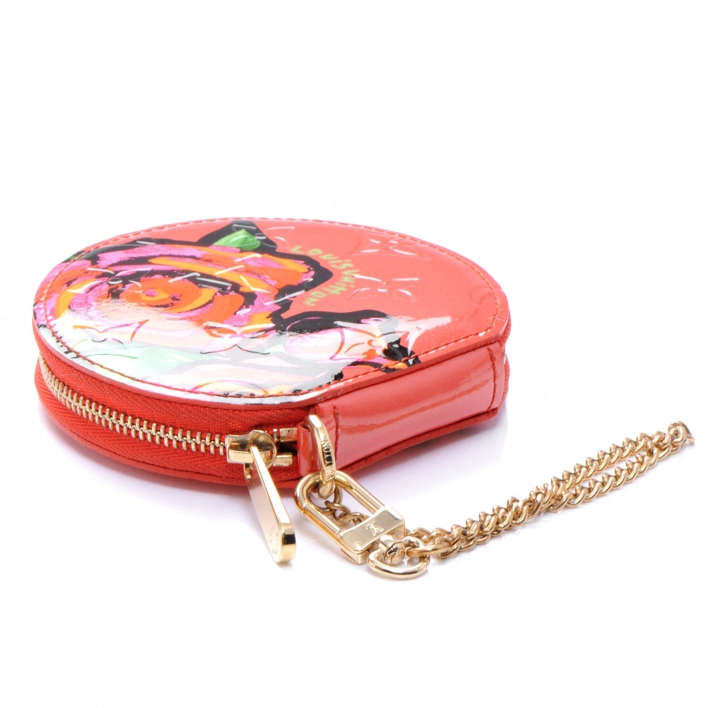 Louis Vuitton Vernis Roses Chapeau Coin Purse Orange Sunset